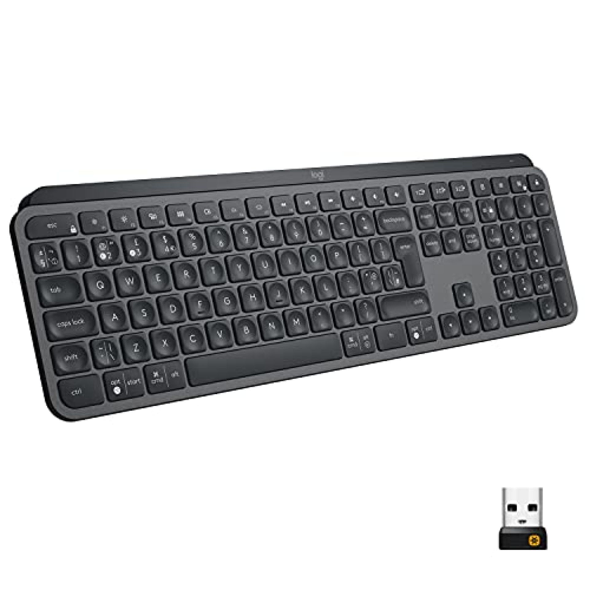 RRP £74.00 Logitech MX Keys Advanced Illuminated Wireless Keyboard, QWERTZ German Layout - Graphi