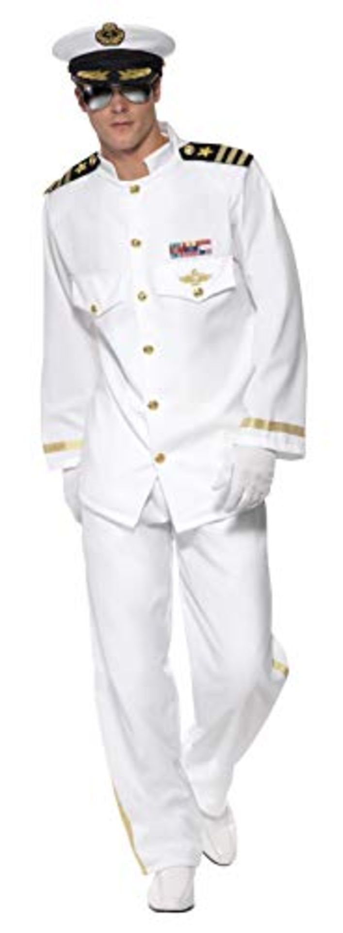 Kapitän Deluxe Kostüm mit Jackett Hose Mütze und Handschuhen, Large