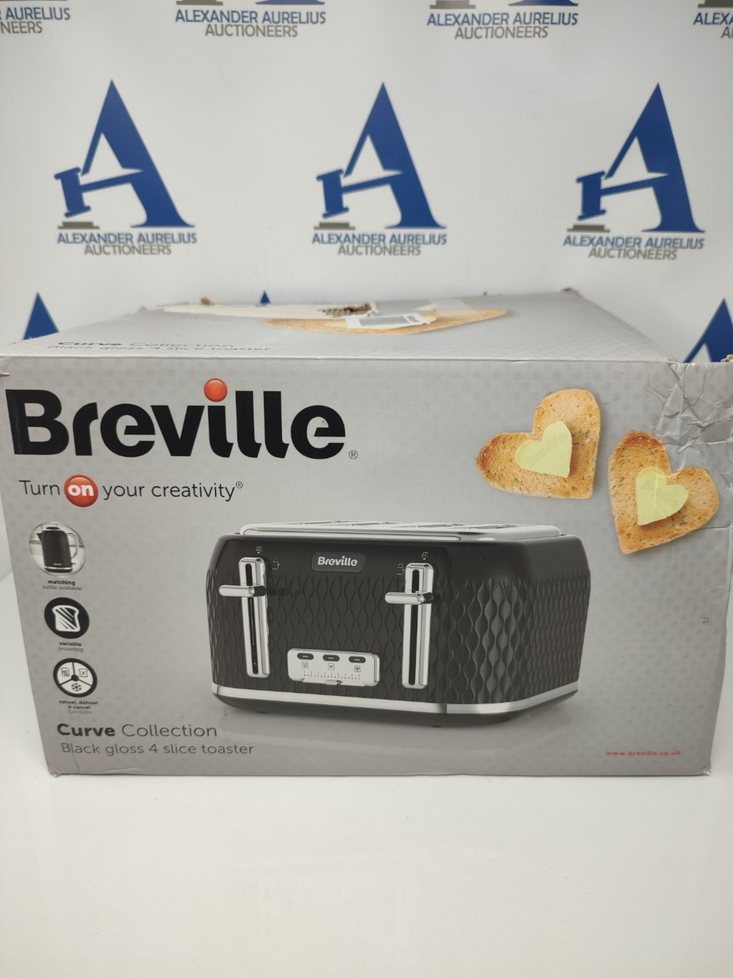 Breville Curve 4-Slice Toaster with High Lift and Wide Slots | Black & Chrome [VTT786] - Image 2 of 3