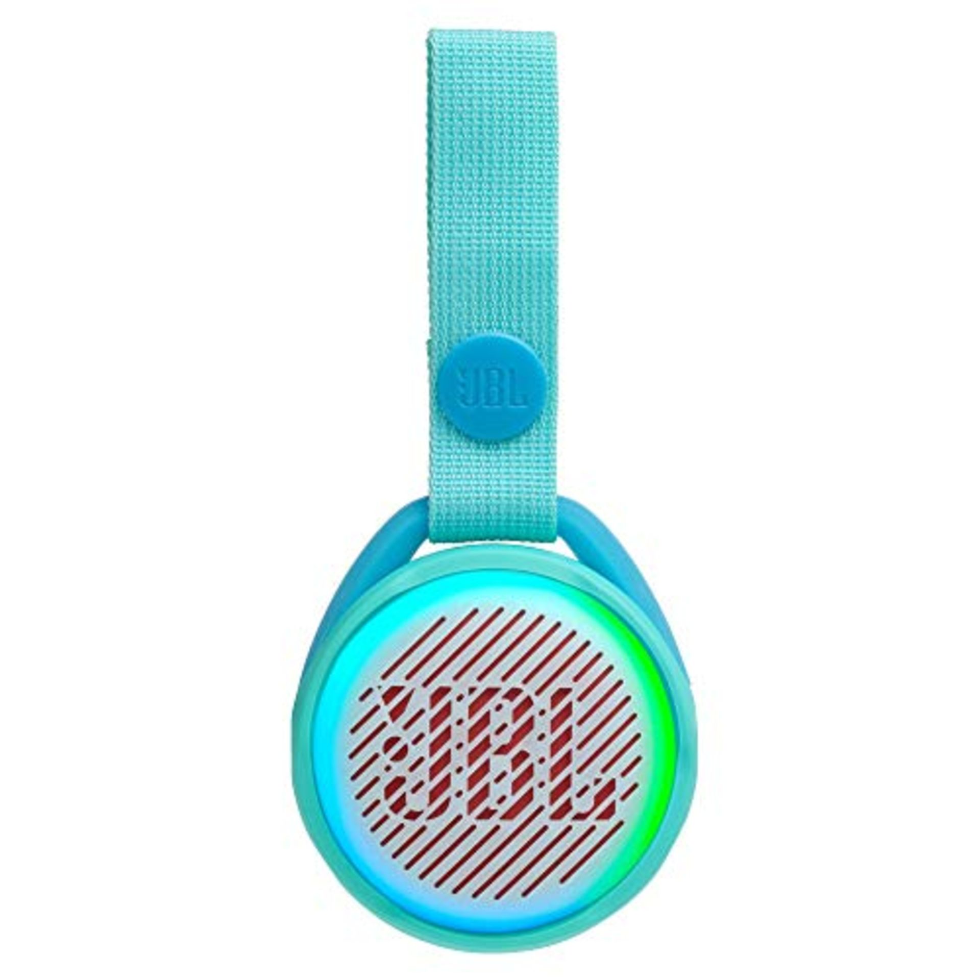 JBL JR Pop mini boombox for kids in turquoise - trendy, waterproof Bluetooth speaker w