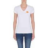 Armani Exchange Women's V-Neck Small Chest Logo T-Shirt, White