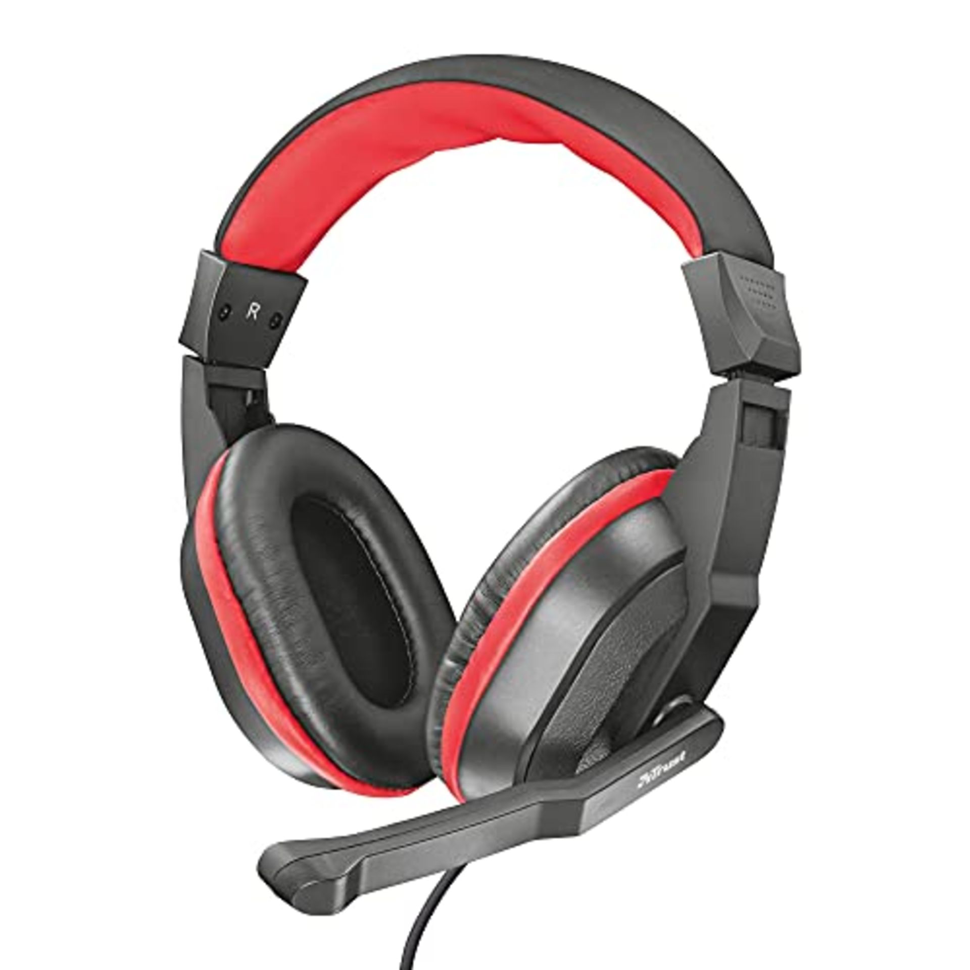 Trust Ziva Cuffie Over-Ear da Gioco con Microfono a Scomparsa, Nero/Rosso