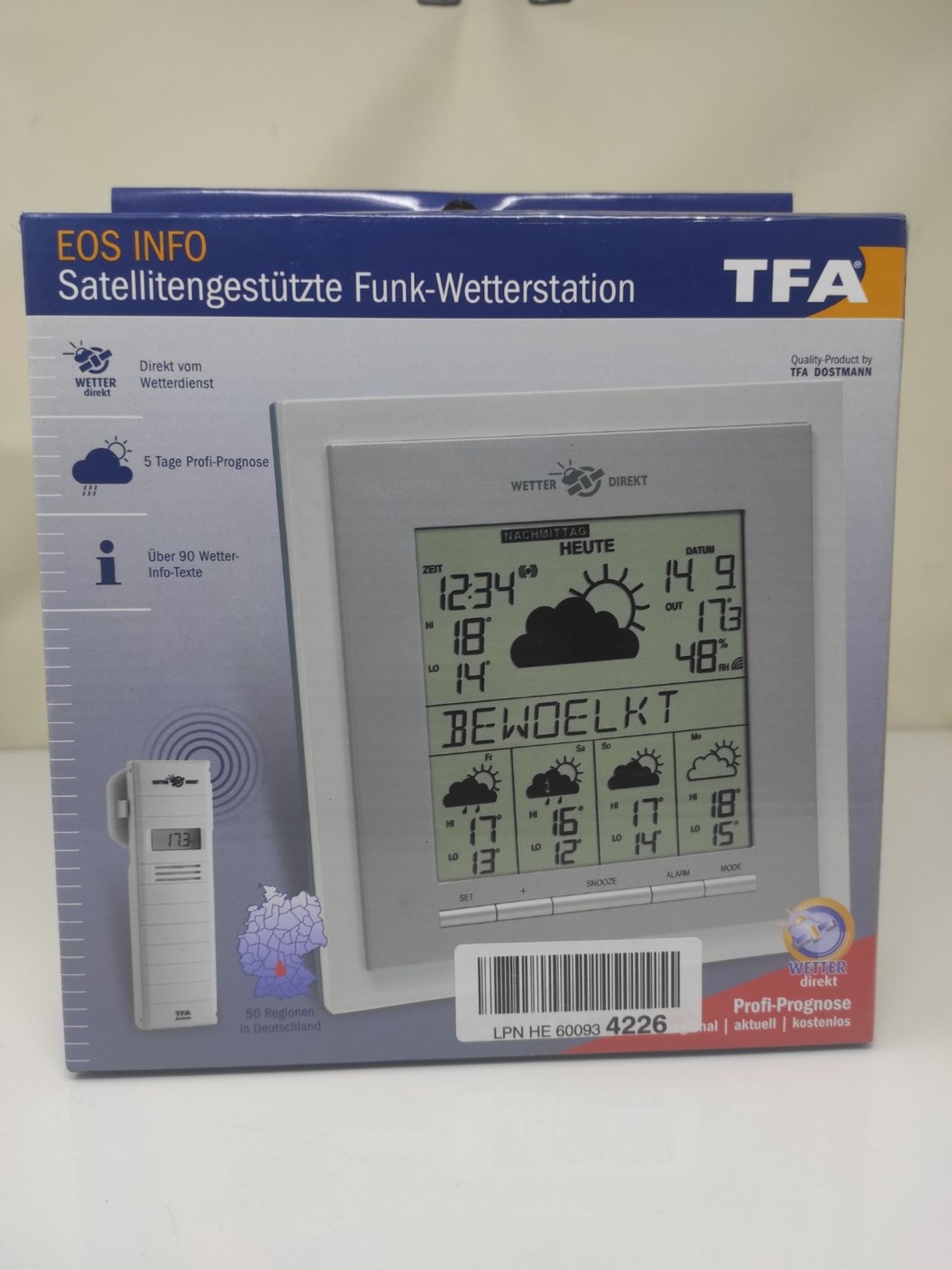 RRP £55.00 [CRACKED] TFA Dostmann TFA Satellite Base 35,5017 EOS Info Wireless Weather Station W - Image 2 of 3