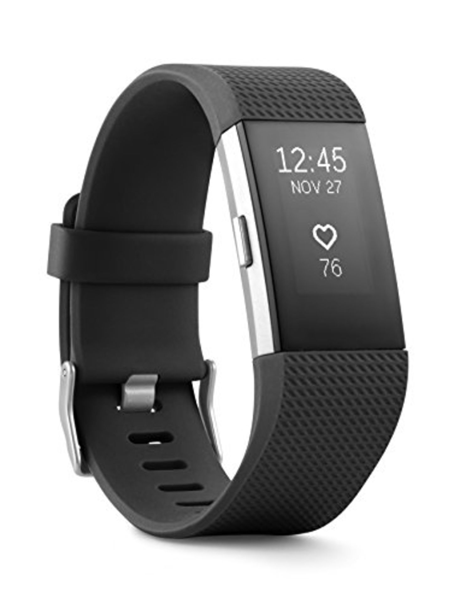 RRP £115.00 [CRACKED] Fitbit Charge 2 Heart Rate + Fitness Bracelet, FB407SBKS, Black, 1, 1