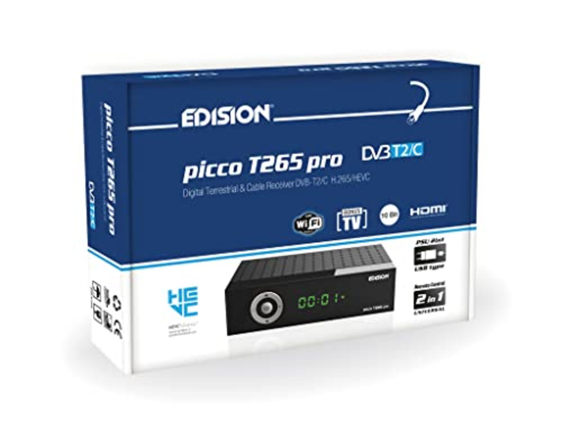 EDISION PICCO T265 pro Terrestrial & Cable Receiver DVB-T2/C H265 HEVC FTA Full HD, PV