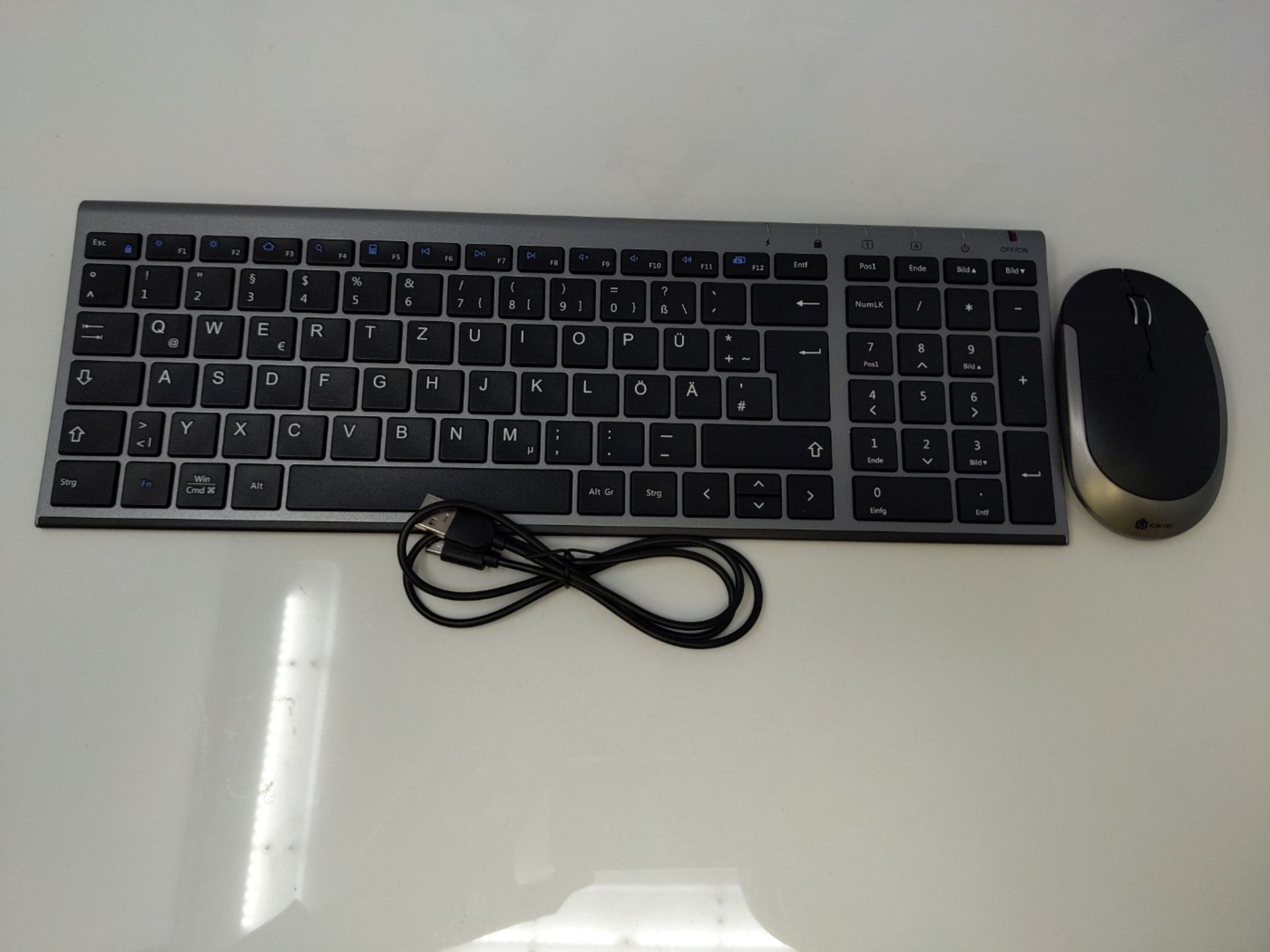 iClever GK03 2.4G Tastatur Maus Set Kabellos, Aluminium Wireless Slim Tastatur QWERTZ - Image 3 of 3