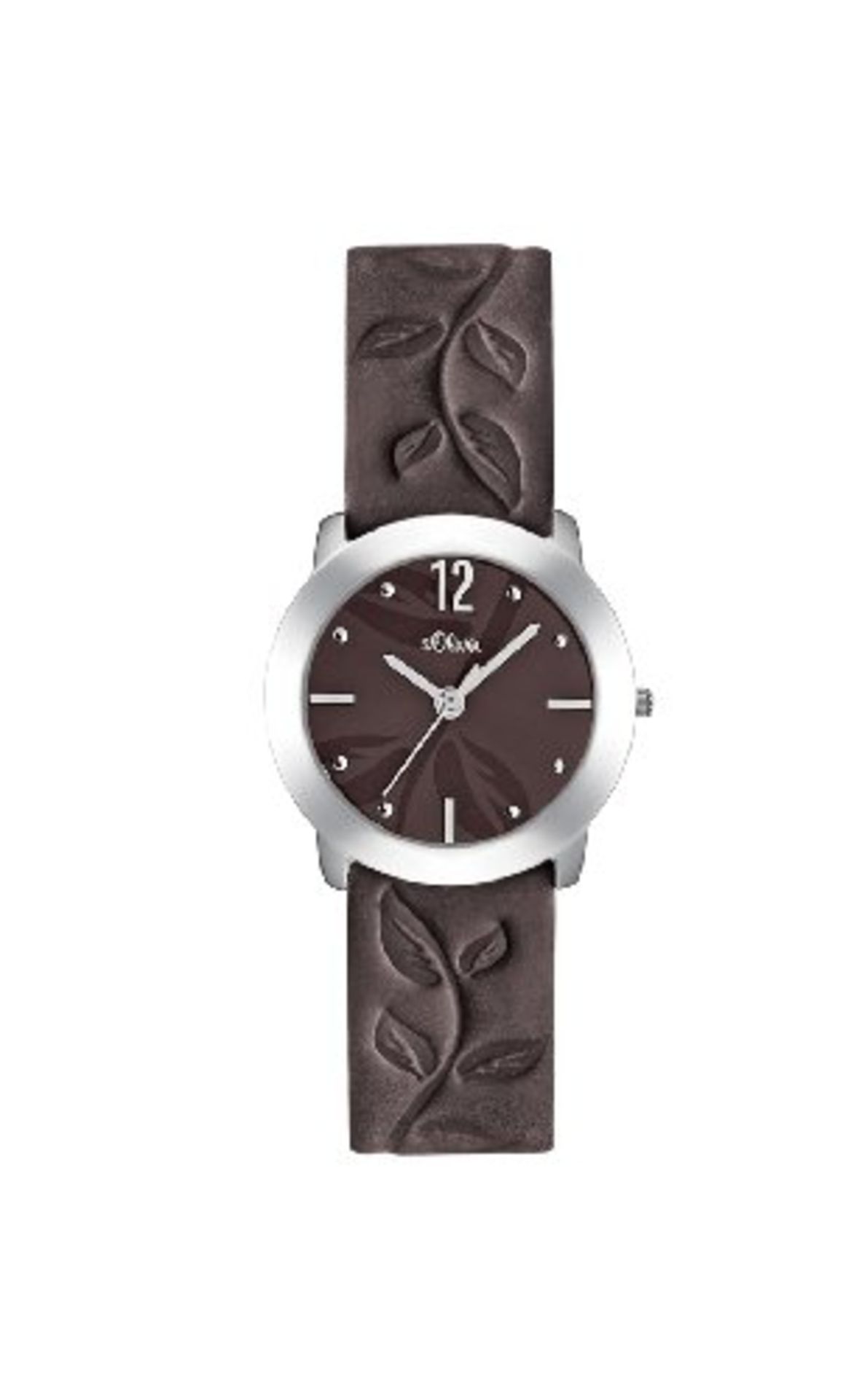 s.Oliver Women's Quartz Watch with Brown Dial Analogue Display and Brown Leather Strap