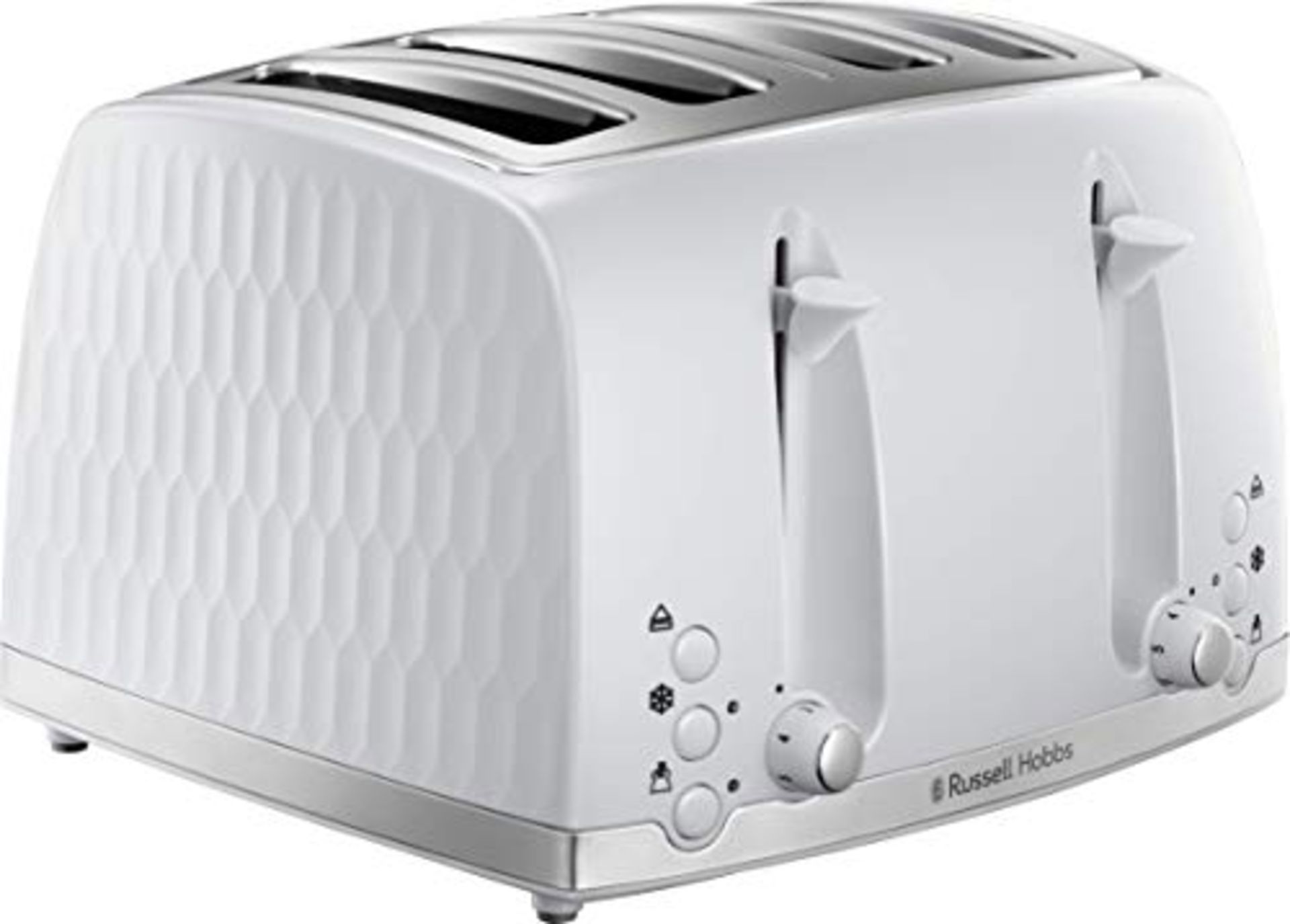 Russell Hobbs 26070 4 Slice Toaster - Contemporary Honeycomb Design with Extra Wide Sl
