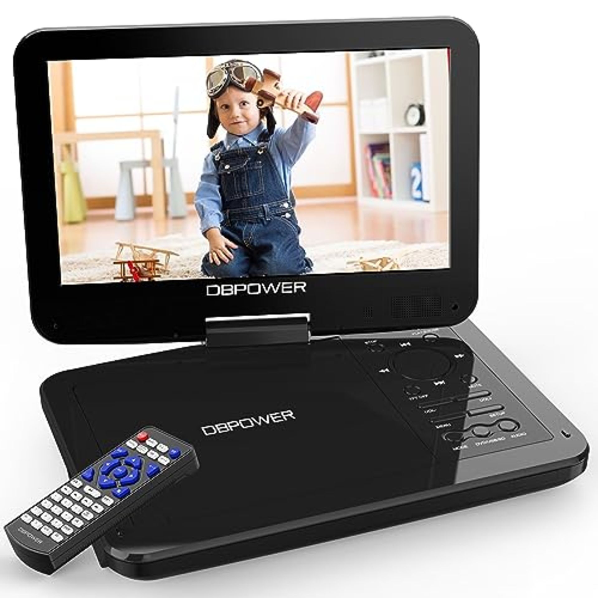RRP £58.00 DBPOWER 12.5" Portable DVD Player with 10.5" Swivel Screen Car Built-in 5 Hours Rechar