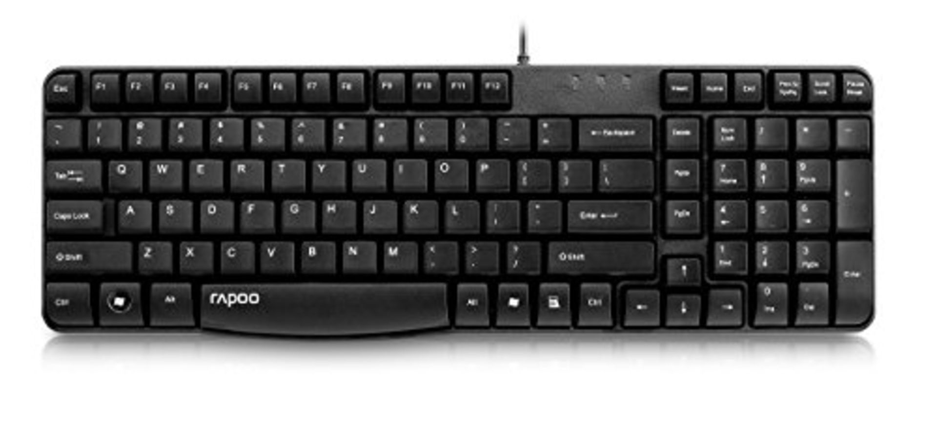 Rapoo N2400 Wired Spill-resistant Keyboard, Black, UK Layout