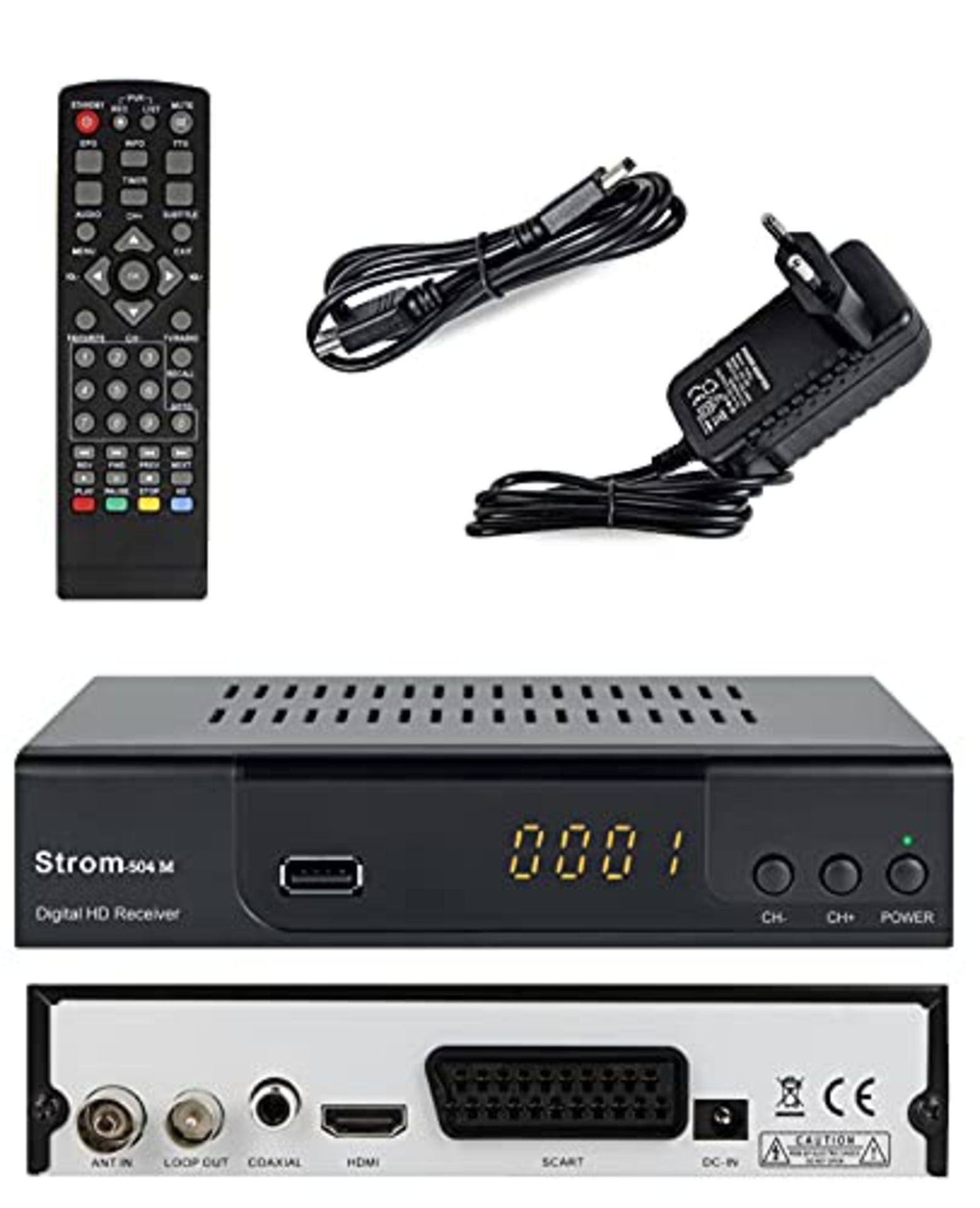 STROM 504 - Decoder TNT Full HD DVB-T2, compatibile con HEVC264 (HDMI, Scart, USB, Dig