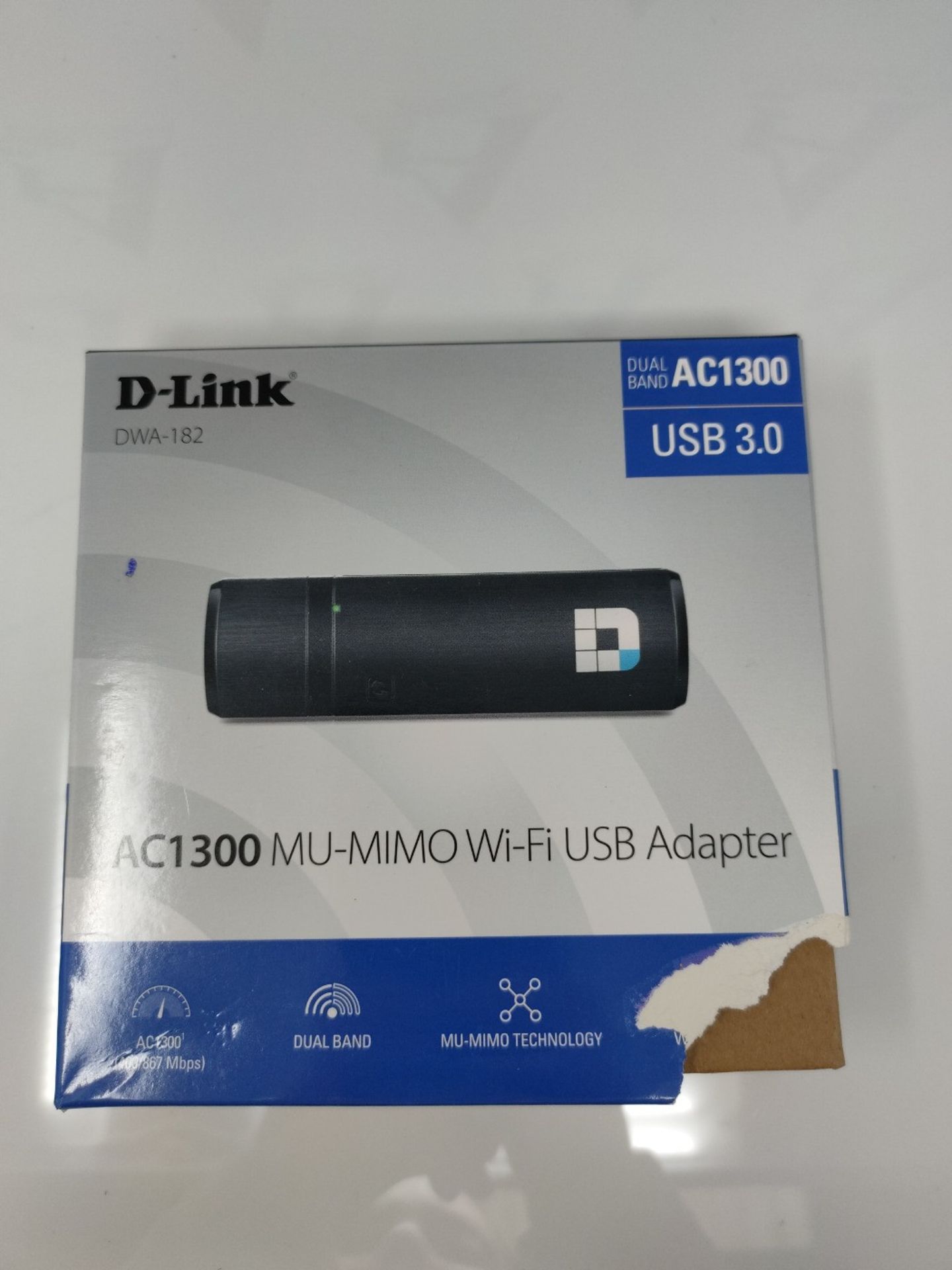 D-Link DWA-182 Wireless AC USB Adapter, AC1300, MU-MIMO, Dual Band, Compatible with Wi - Image 2 of 3