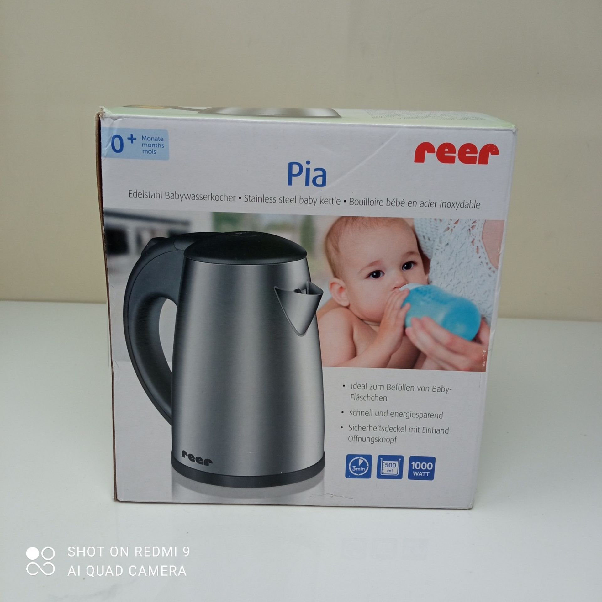 Reer 3908 Baby Kettle, 0.5 Litres, 1000 Watt, Silver/Black - Image 2 of 3