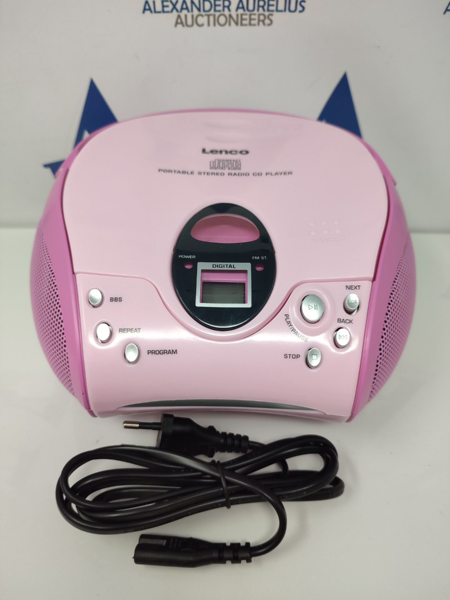 Lenco SCD-24 stereo FM radio with CD player and telescopic antenna pink - Image 3 of 3