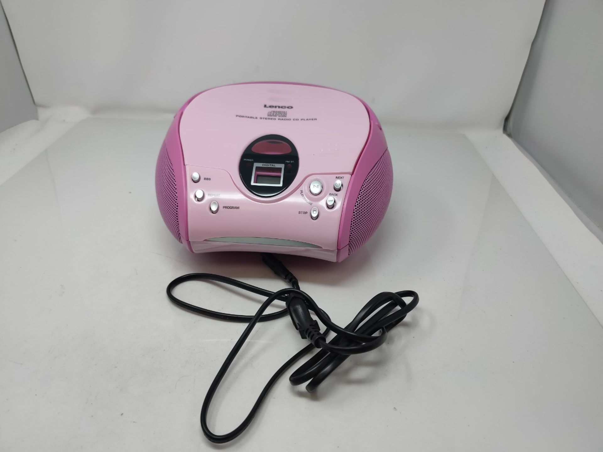 Lenco SCD-24 stereo FM radio with CD player and telescopic antenna pink - Image 3 of 3