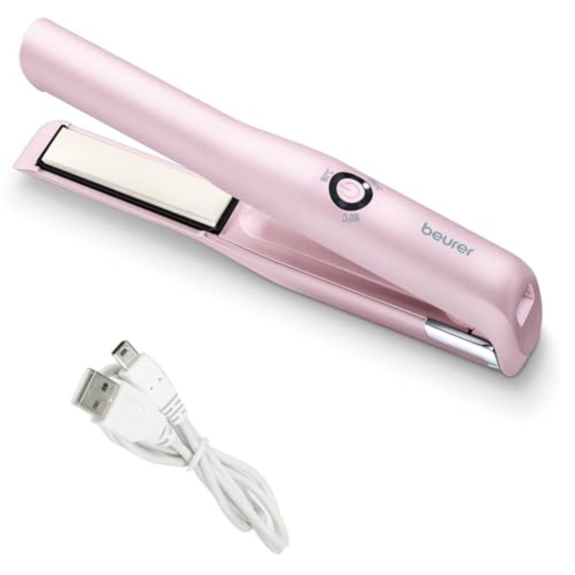 Beurer HS20 Cordless Rechargeable Hair Straightener With USB Charging Cable, 3 Fast-He