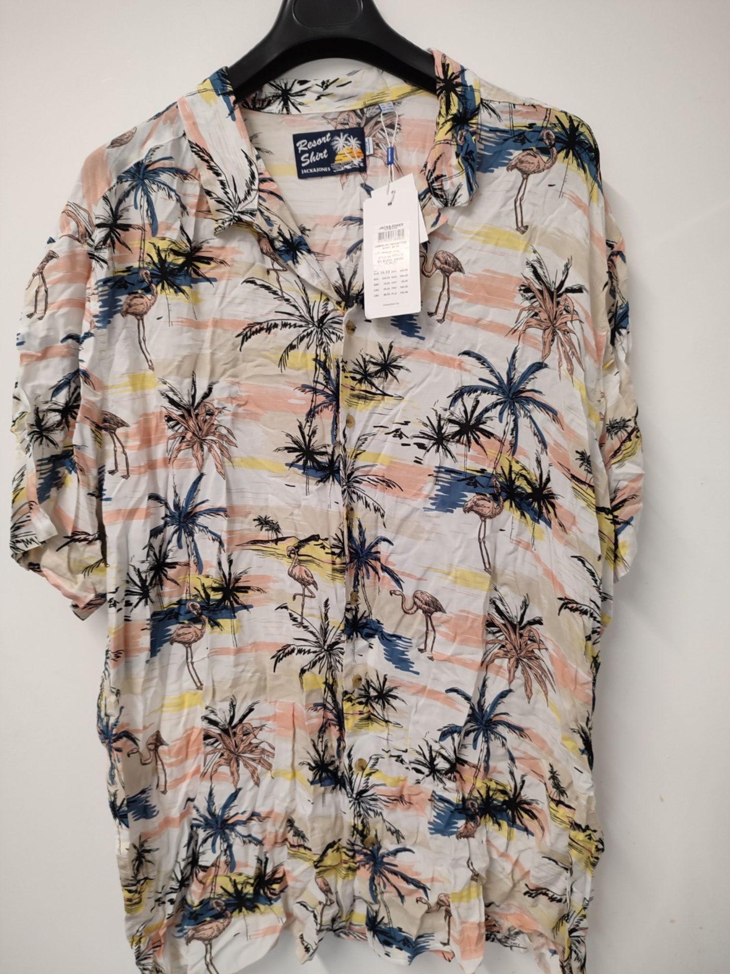 JACK&JONES PLUS Men's JORMALIBU Resort AOP SS PS Shirt, Whisper White, 3XL - Image 2 of 2