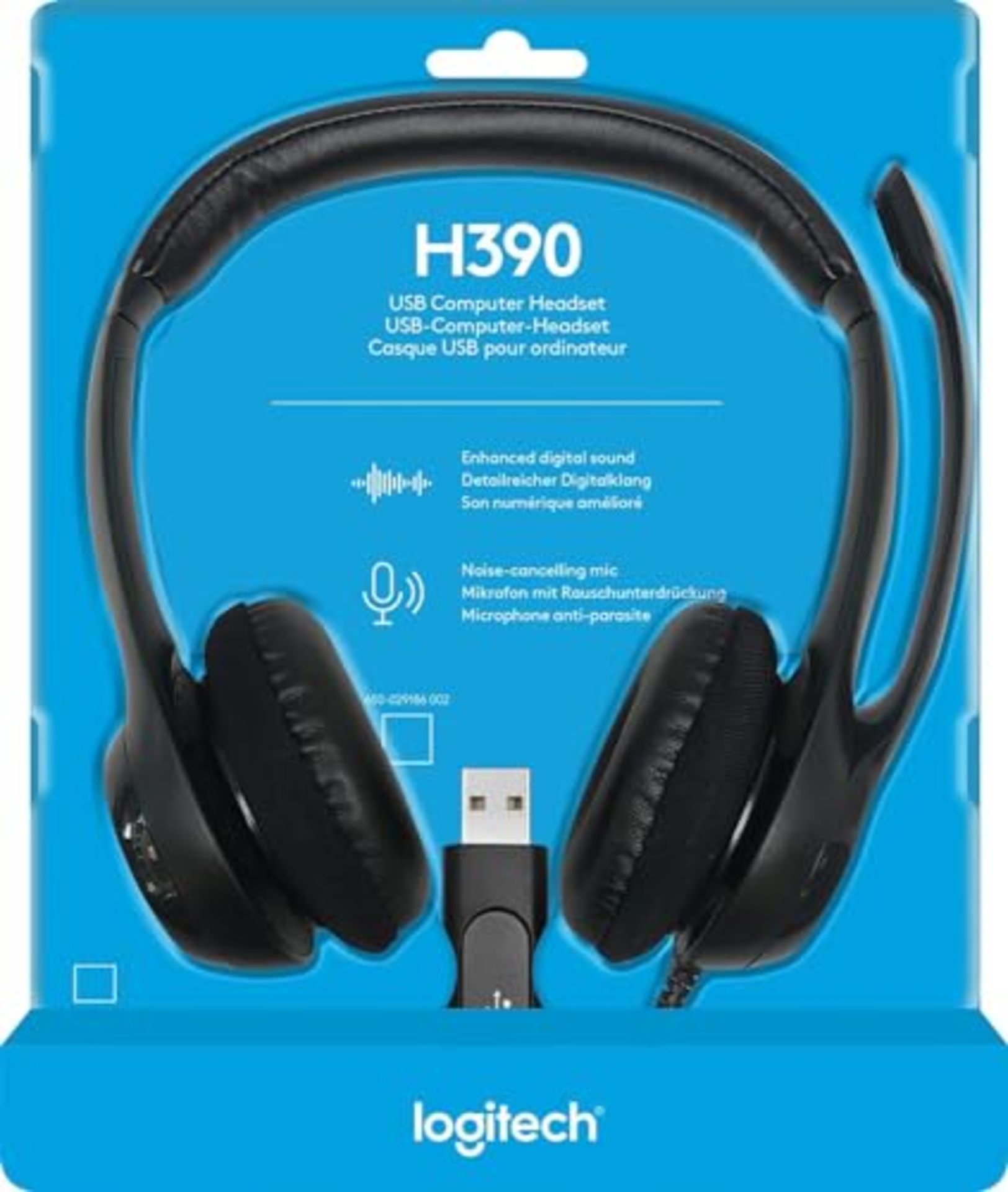 Logitech H390 Wired Headset, Stereo Headphones with Noise-Cancelling Microphone, USB,