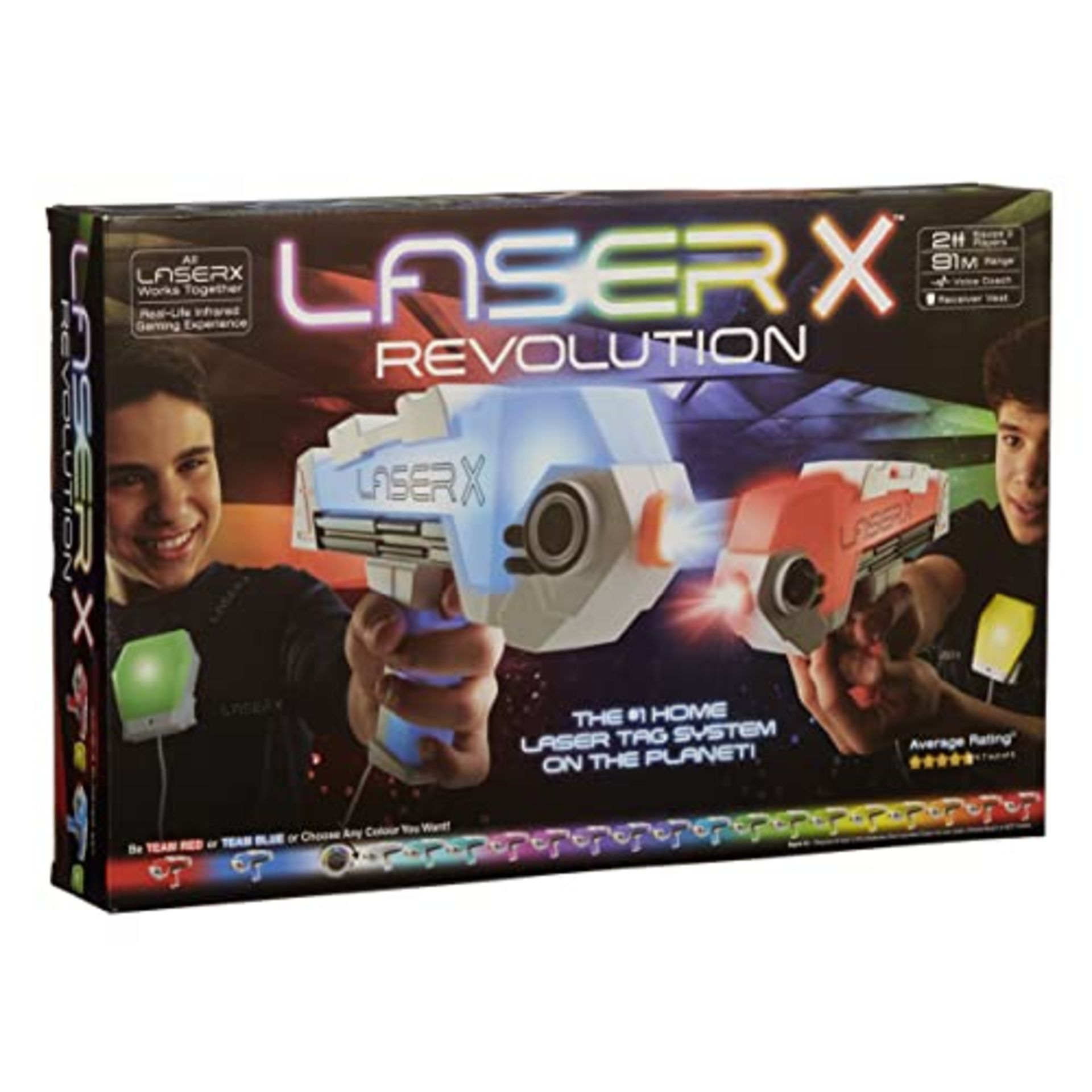 Laser X 88046 Revolution Double Blasters, Choose The Colour of Your Team, Blast Over 9