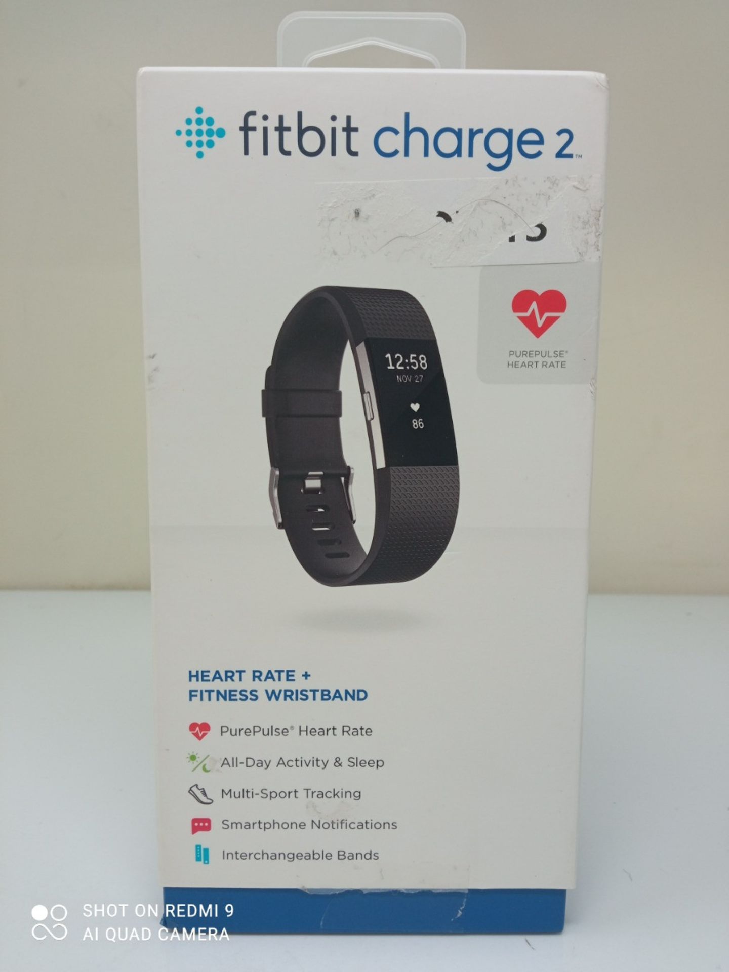RRP £115.00 [CRACKED] Fitbit Charge 2 Heart Rate + Fitness Bracelet, FB407SBKS, Black, 1, 1 - Image 2 of 3