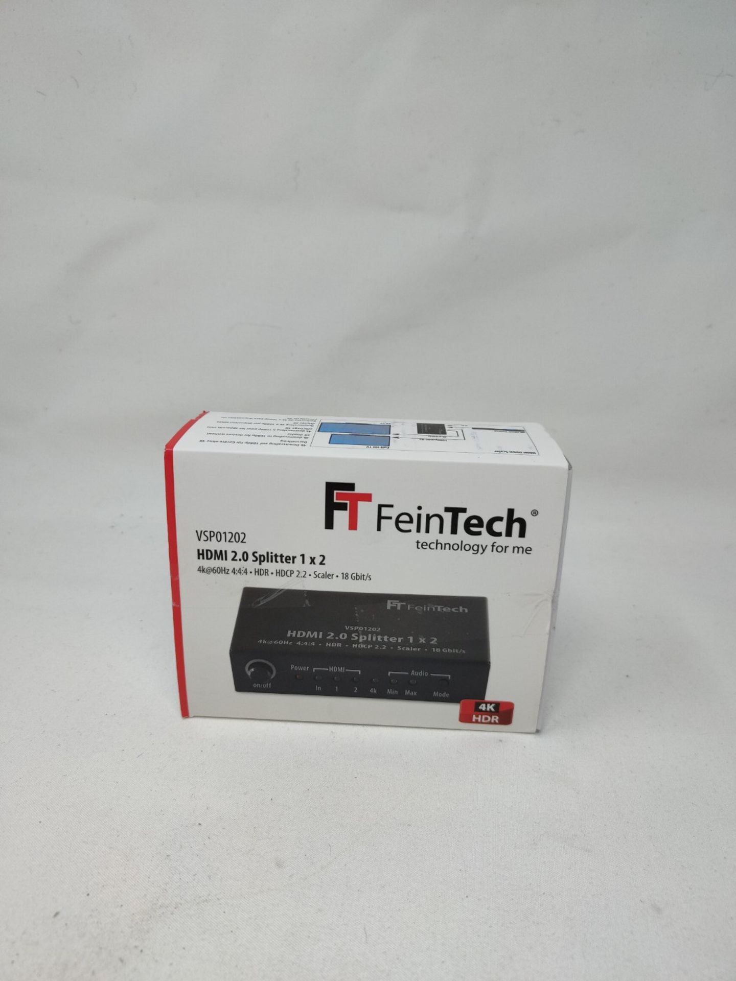 FeinTech VSP01202 HDMI 2.0 Splitter 1x2 with 4K HDR Down-Scaler Audio EDID Black - Image 2 of 3