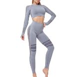 BRAND NEW Sport Outfit Set for Women Hollow-Out Crop Top + High Waist Fitness Legging