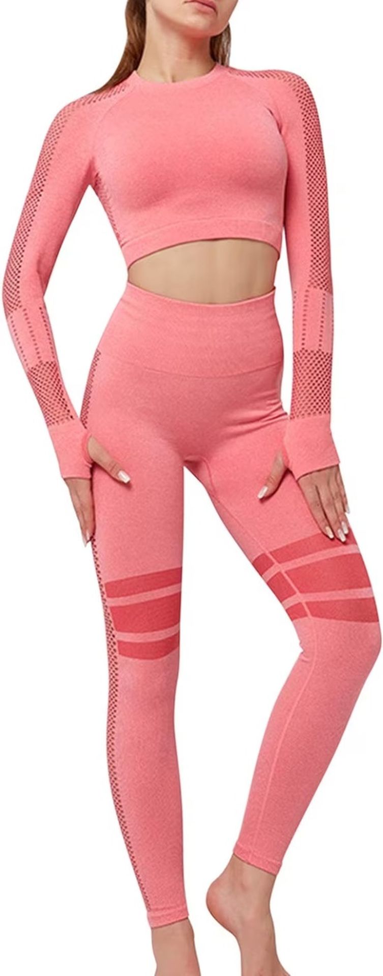 BRAND NEW Sport Outfit Set for Women Hollow-Out Crop Top + High Waist Fitness Leggings