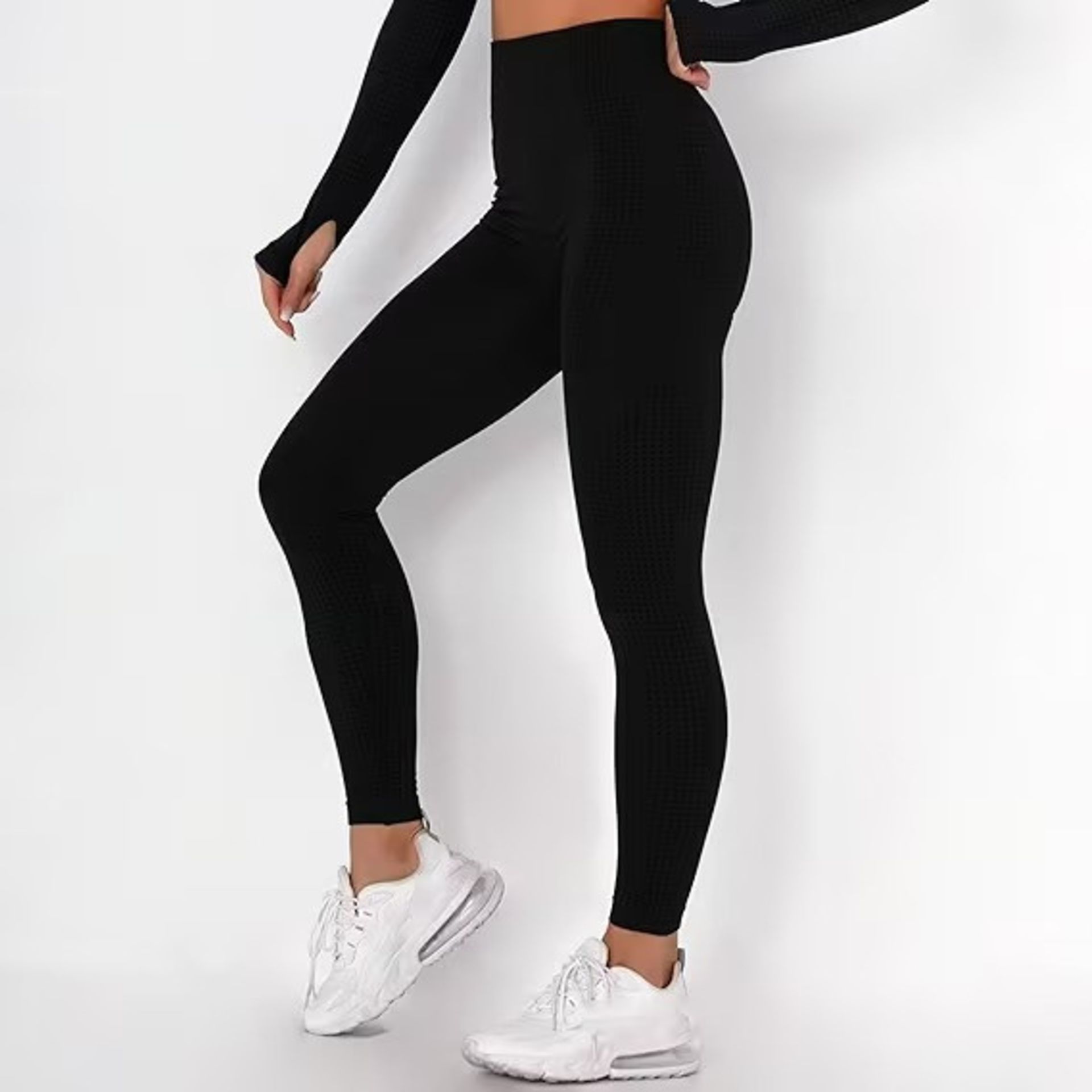 BRAND NEW Women Yoga Pants Solid Breathable Spotted Yoga Leggings High Waist Seamless - Image 2 of 2