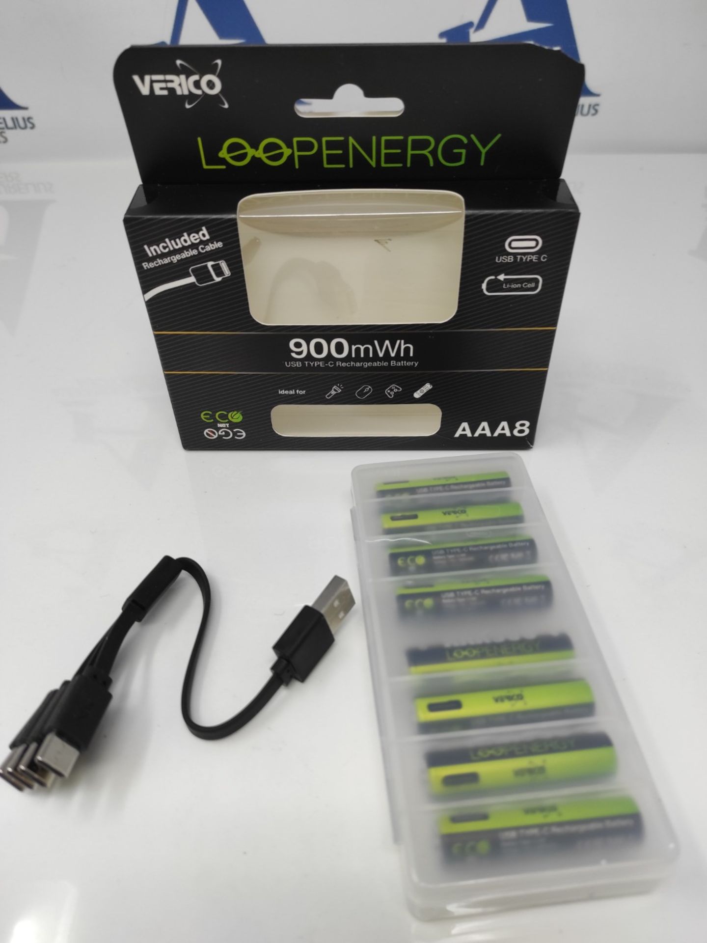 VERICO LoopEnergy AAA 900 Rechargeable USB-C Battery AAA 1.5V 900mWh (600mAh) Li-Ion,