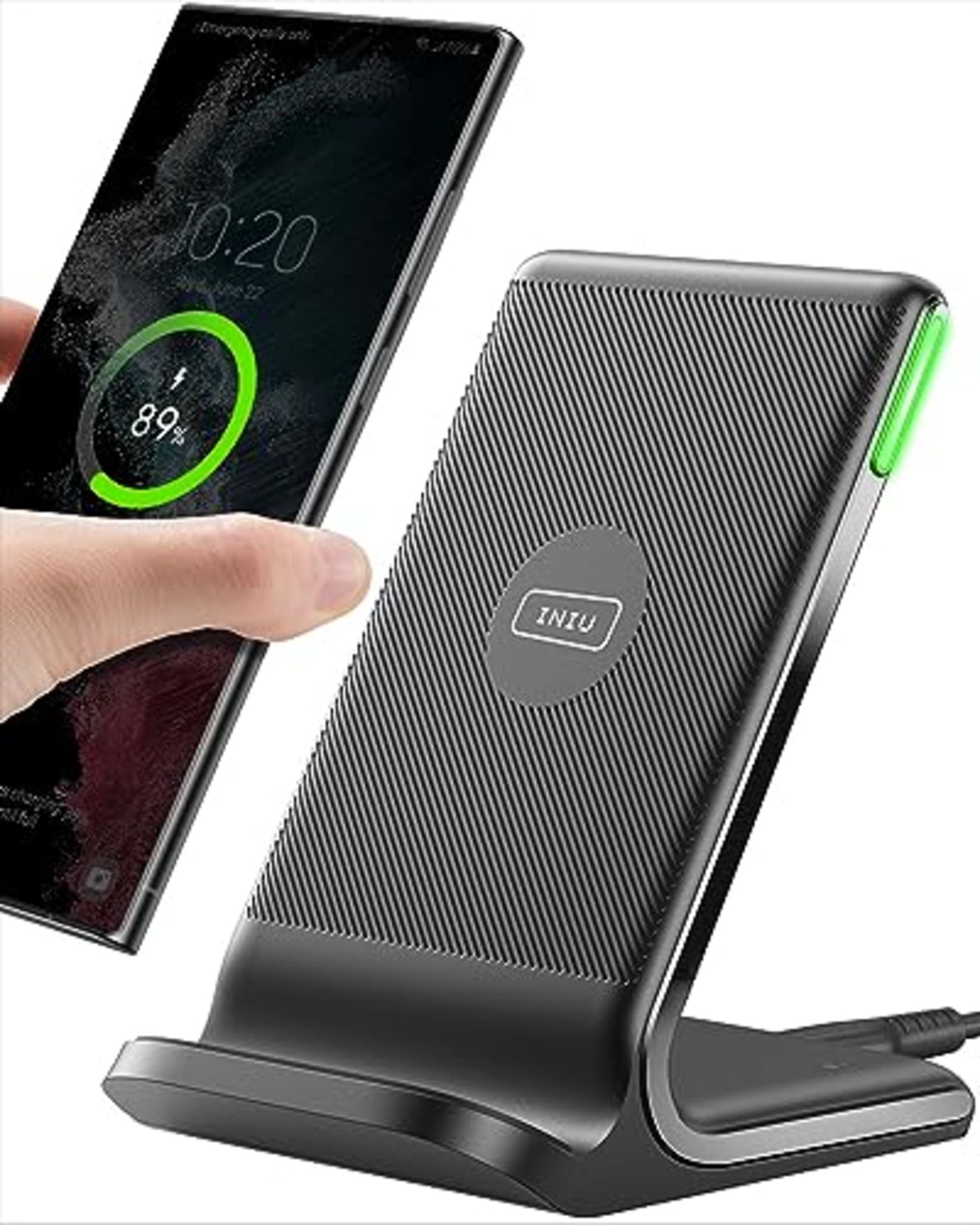 INIU Wireless Charger Stand, 15W Qi Certified Inductive Charging Station Fast Wireless