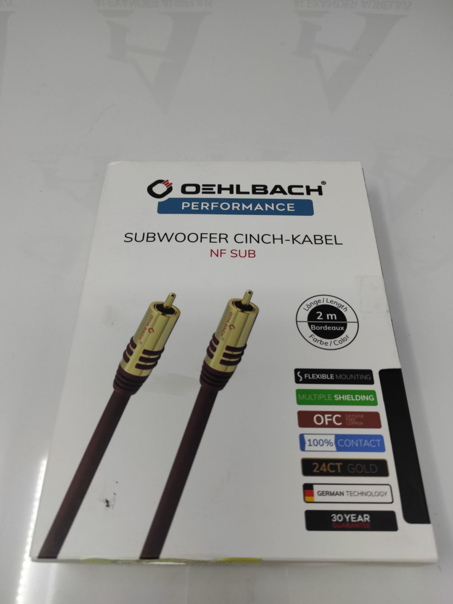 [NEW] Oehlbach NF Sub, RCA Subwoofer Cable - Audio Cable - round - OFC - 2m - Bordeaux - Image 2 of 2