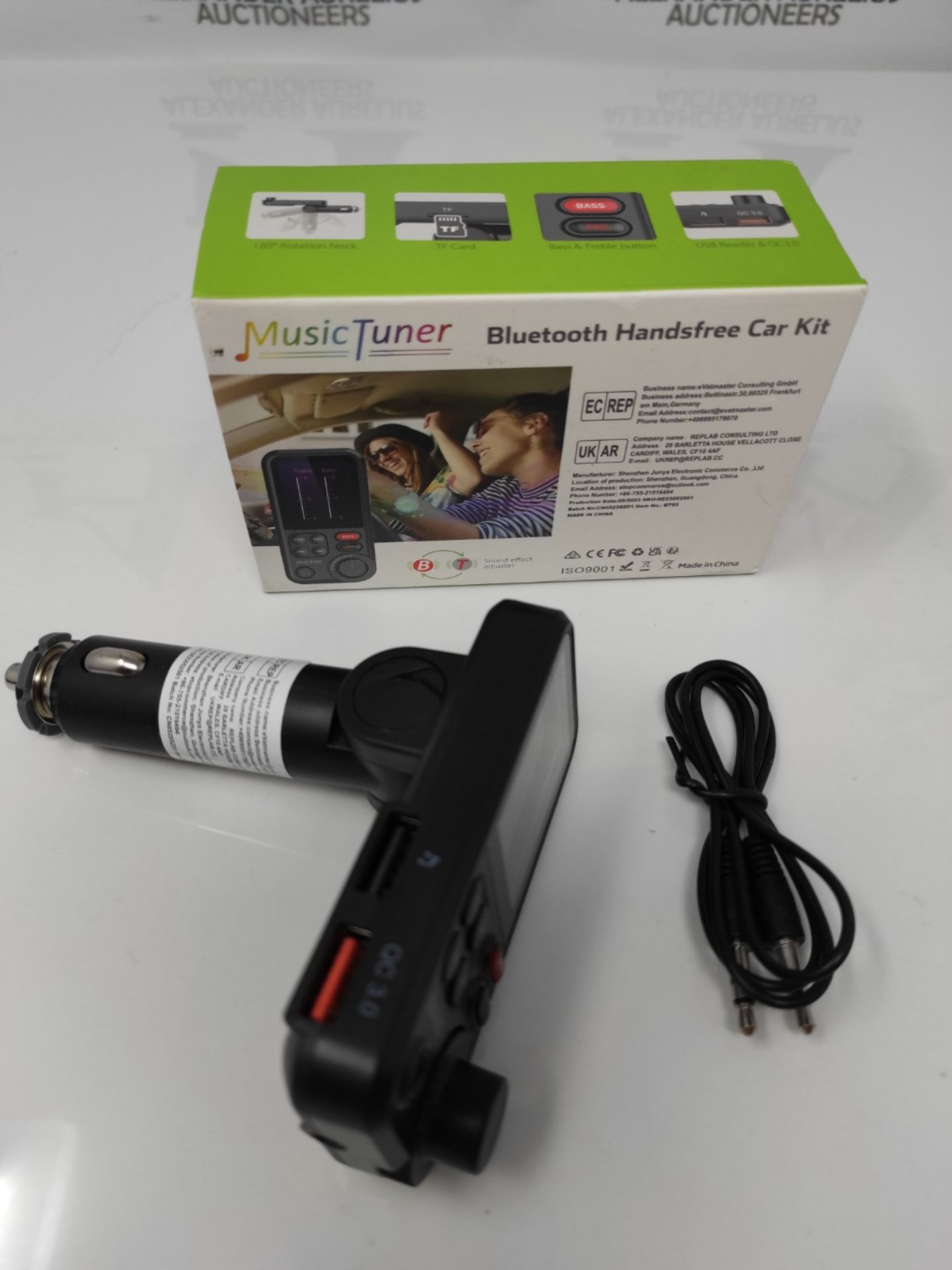 Bluetooth Auto FM Transmitter, Car Music Adapter Lighter for Car Radio, Support QC3.0 - Bild 2 aus 3