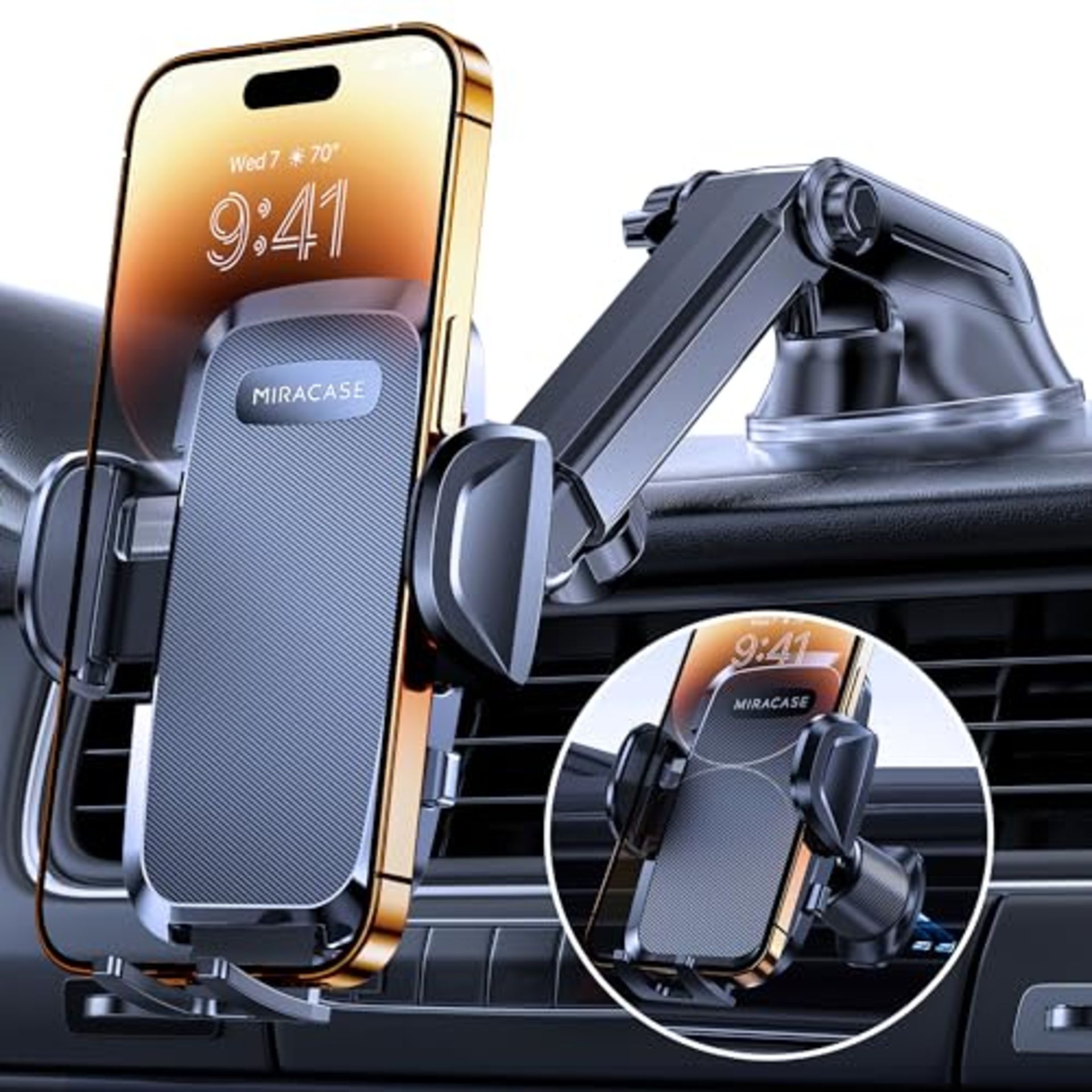 Miracase Universal Phone Car Mount [Powerful Suction Cup] Double Metal Hook Cell Phone