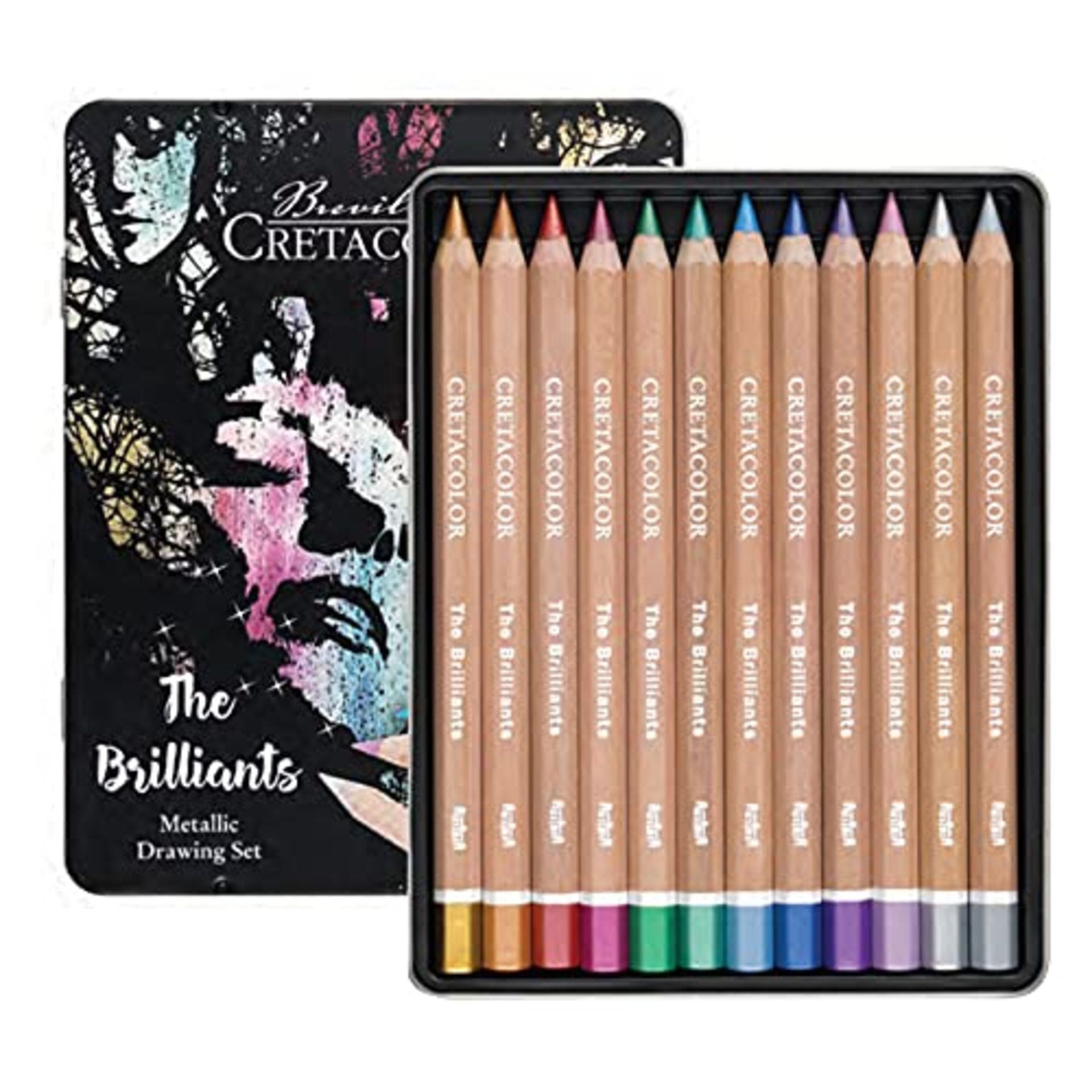 CRETACOLOR The Brilliants, 12 colored pencils, metallic colors, highly pigmented, soft