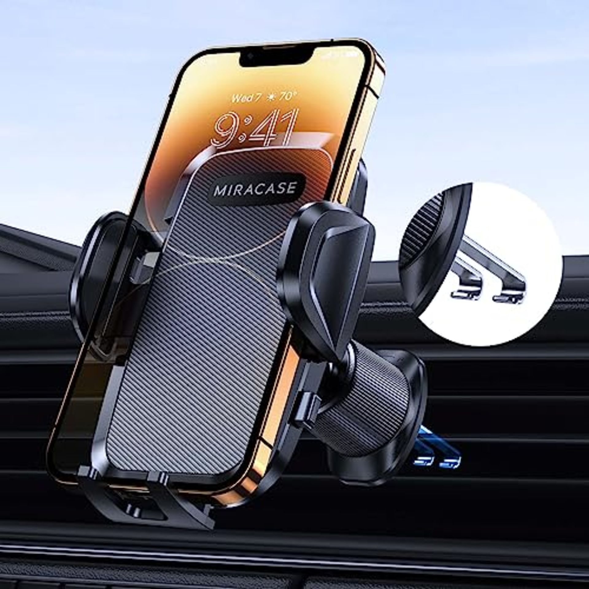Miracase Car Phone Holder for Air Vent [Upgraded Metal Double Hook] 360° Rotation Car