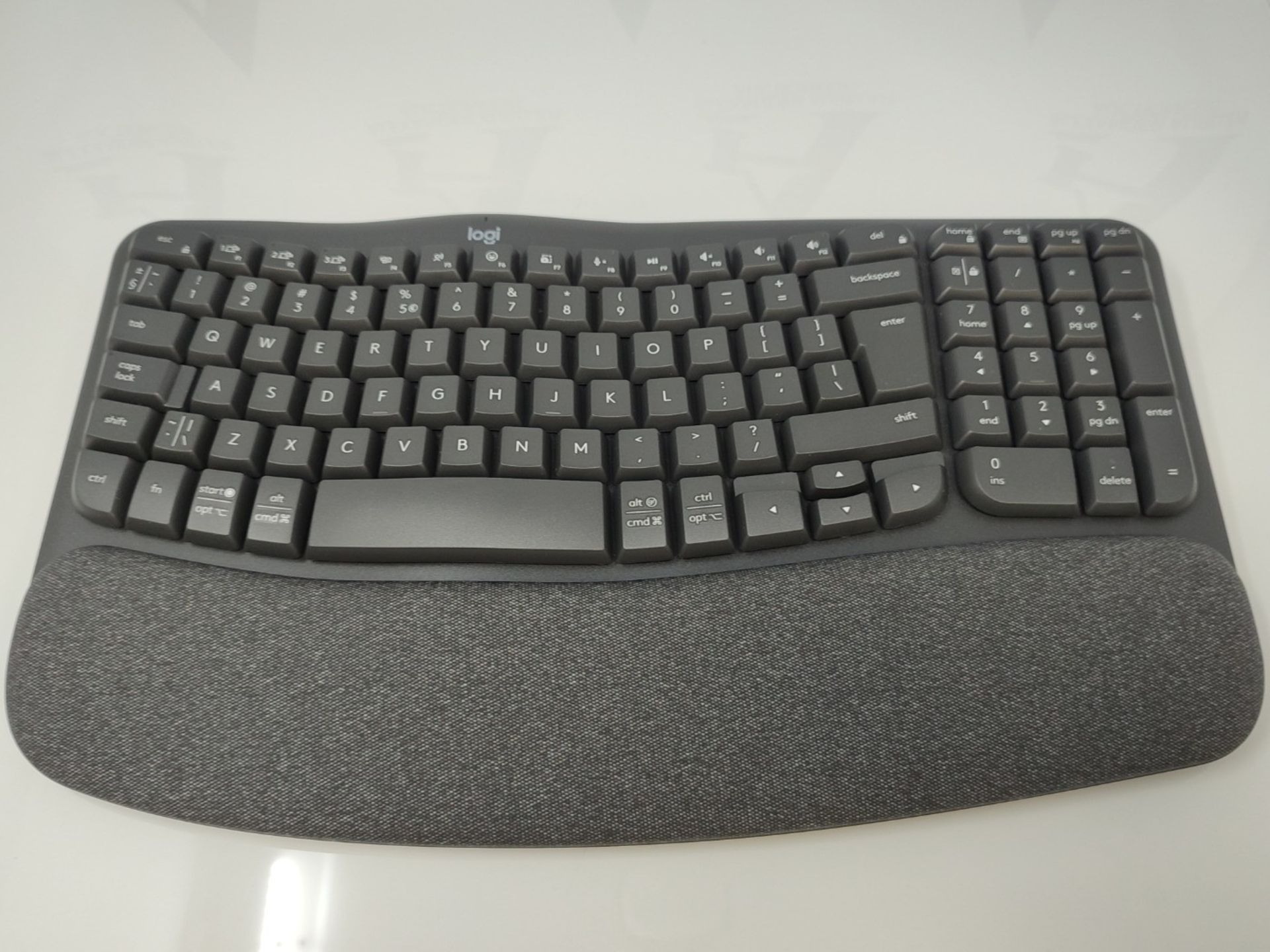 RRP £79.00 Logitech Wave Keys - Wireless Ergonomic Keyboard - Graphite, US International QWERTY K - Image 3 of 3