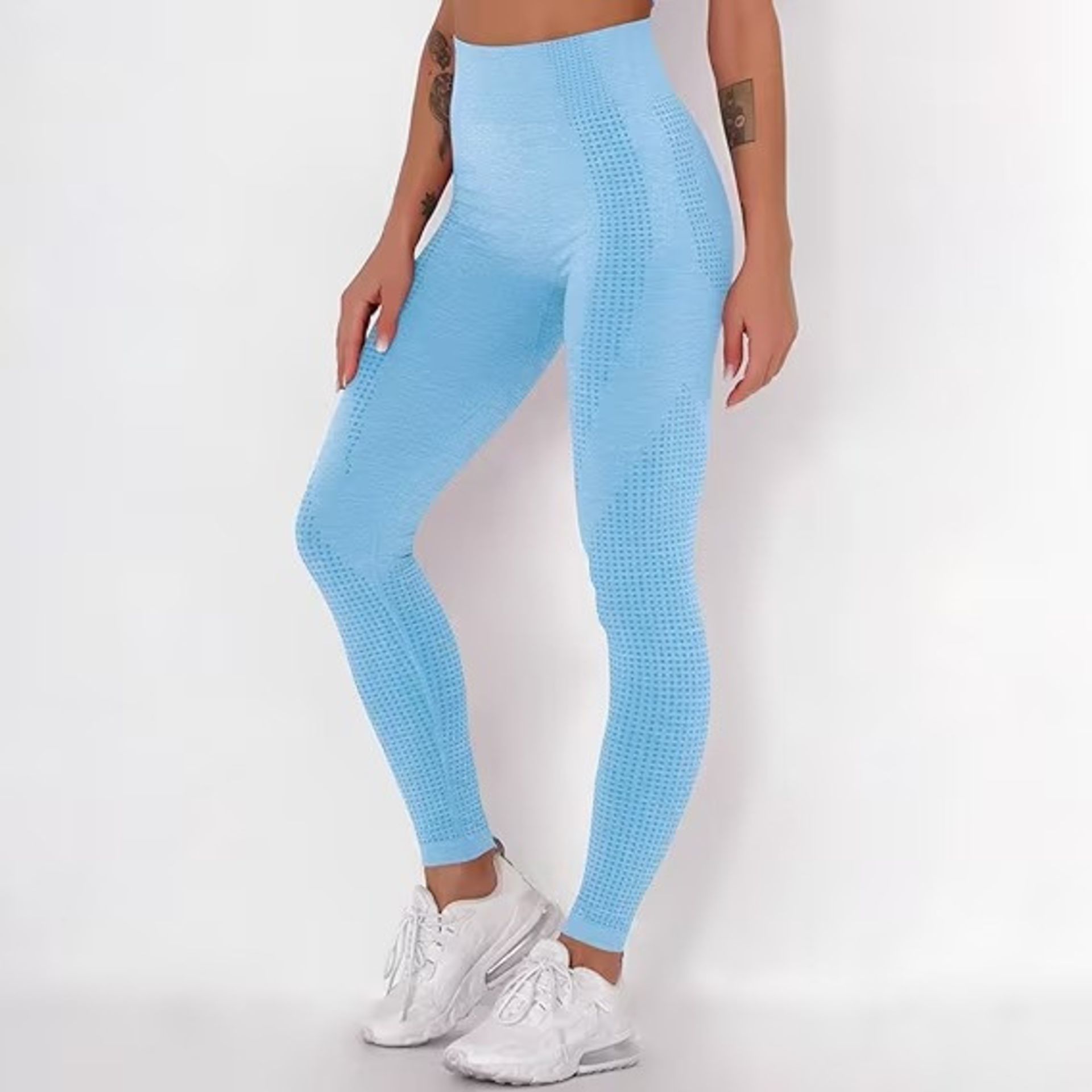 BRAND NEW Women Yoga Pants Solid Breathable Spotted Yoga Leggings High Waist Seamless - Image 2 of 2