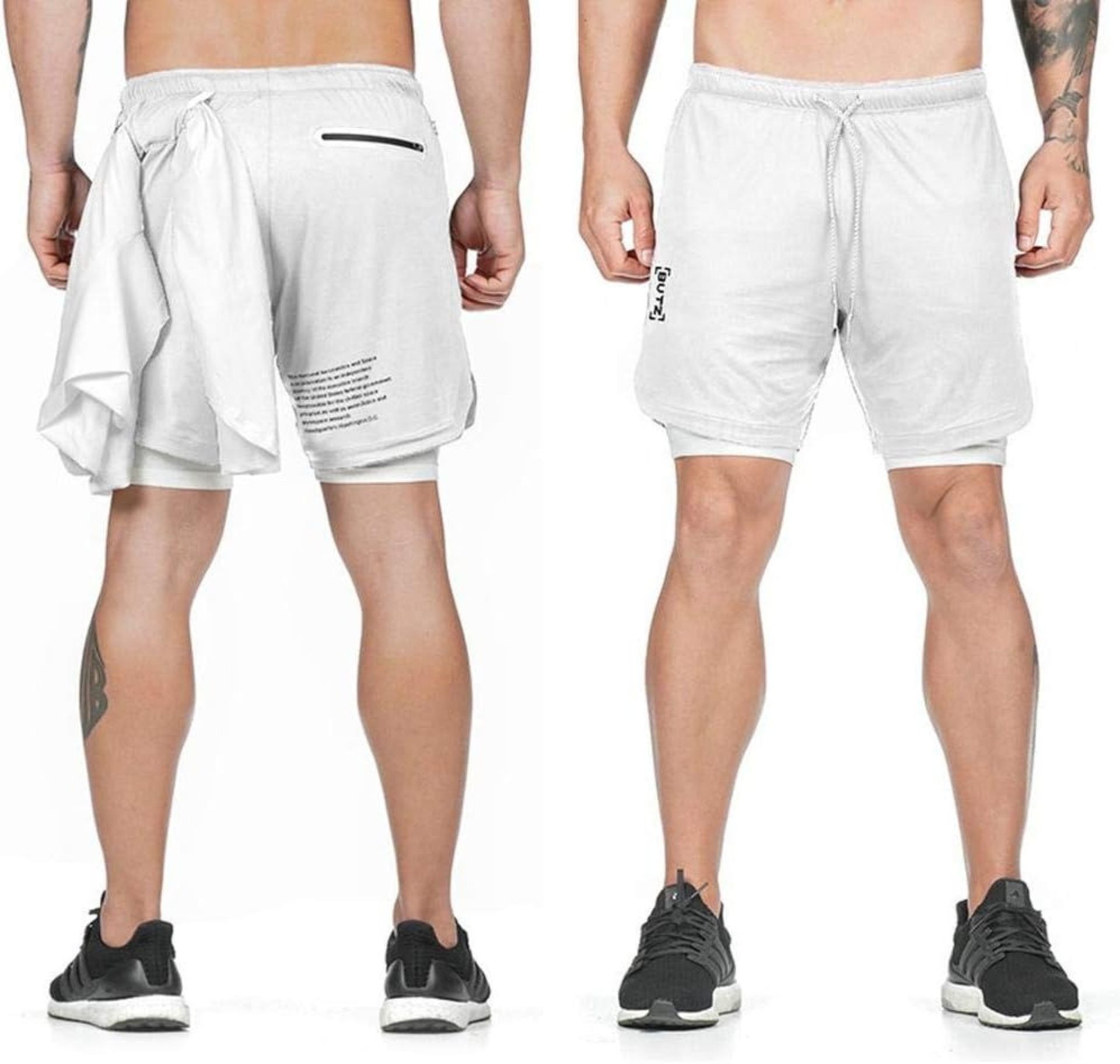 [NEW] Men Workout 2-in-1 Shorts Sports Quick-Drying Running Training Double-Layer Fitn - Image 2 of 2