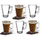ANSIO Grandes Tasses à café Latte en verre-385ml (13 oz)-Coffret Cadeau de 6 Verres