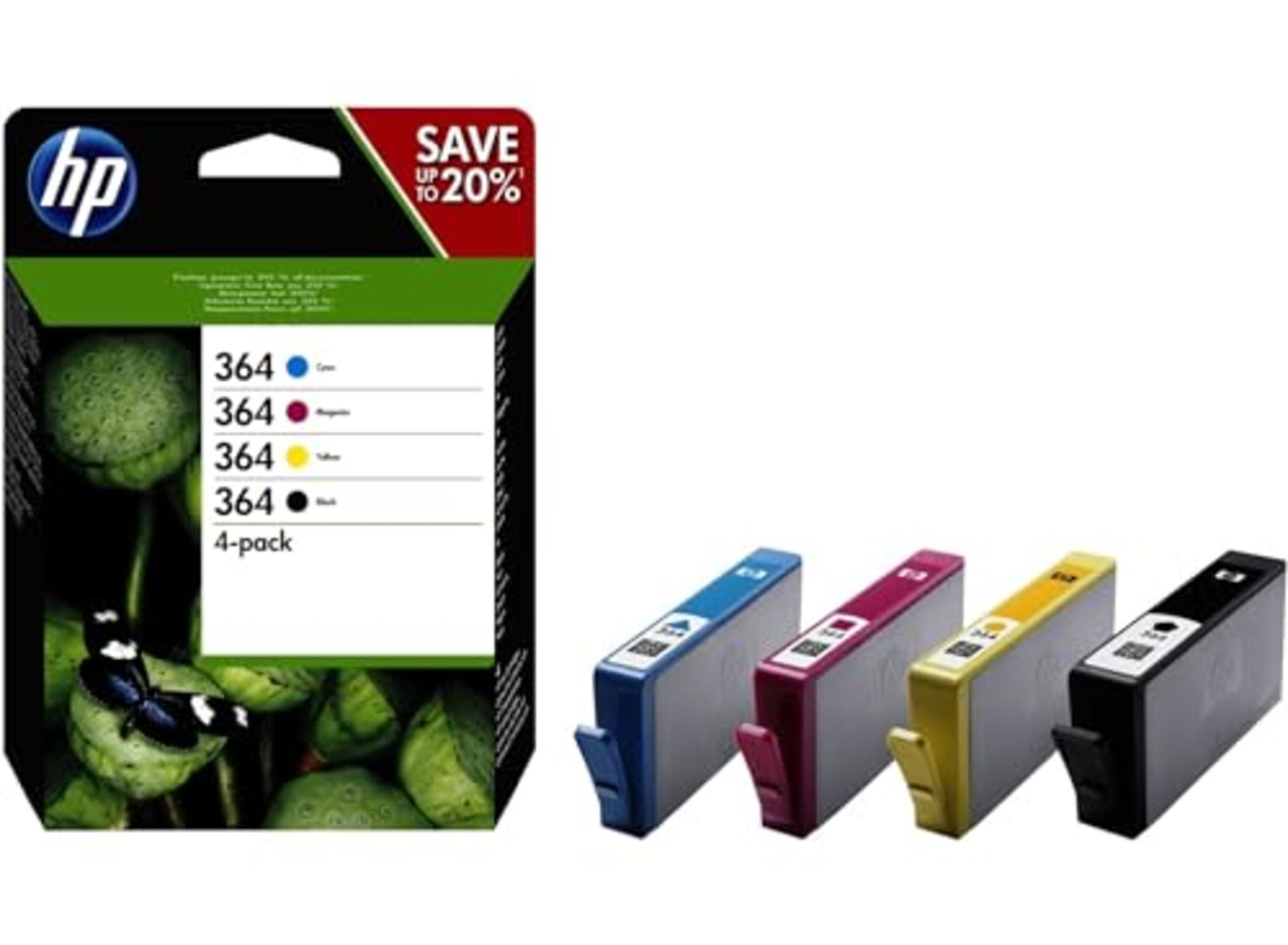 HP N9J73AE 364 Original Ink Cartridges, Black/Cyan/Magenta/Yellow, Multipack