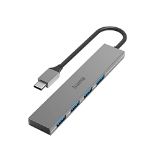 Hama USB C Hub 4 Ports (Super-speed data transfer of up to 5 Gbps, 4x USB-A for mouse,
