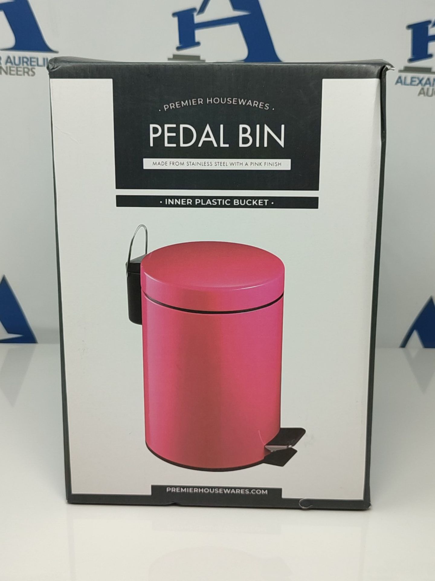 Premier Housewares 506420 Pedal Bin Hot Pink Kitchen Bin Stainless Steel Bathroom Bin - Image 2 of 3