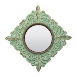 Stonebriar Decorative 11.3 x 11.3 Inch Antique Green Diamond Shape Ceramic Accent Wall