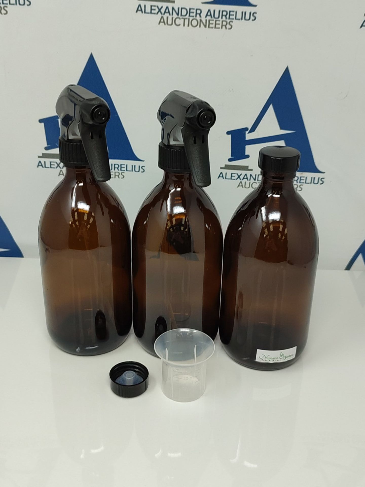 Nomara Organics Amber Glass Spray Bottles 500mL, 3 Pack- BPA Free, Empty, Refillable,