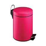 Premier Housewares 506420 Pedal Bin Hot Pink Kitchen Bin Stainless Steel Bathroom Bin