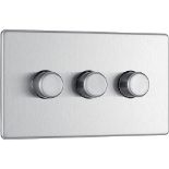 BG Electrical FBS83P-01 Screwless Flat Plate Triple Dimmer Intelligent Light Switch, B