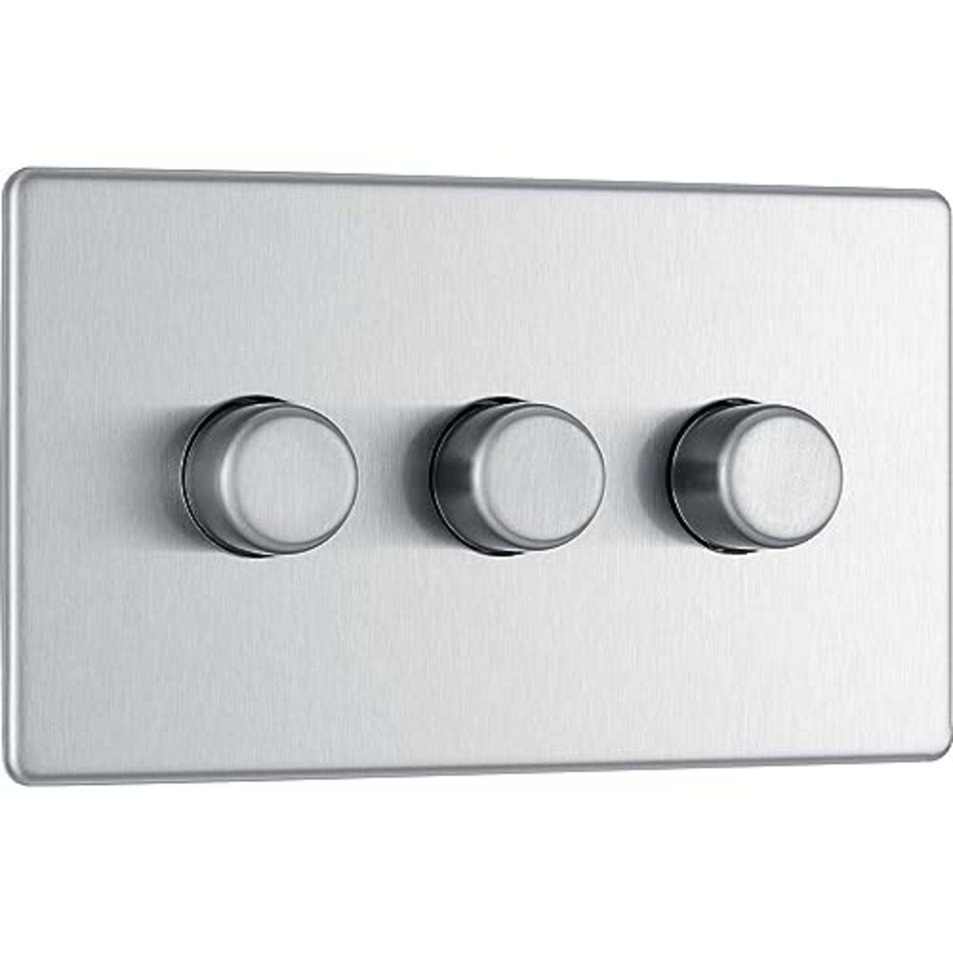 BG Electrical FBS83P-01 Screwless Flat Plate Triple Dimmer Intelligent Light Switch, B