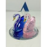 London Boutique Crystal Swan Wedding Pink Blue Figurine Ornaments for Living Room