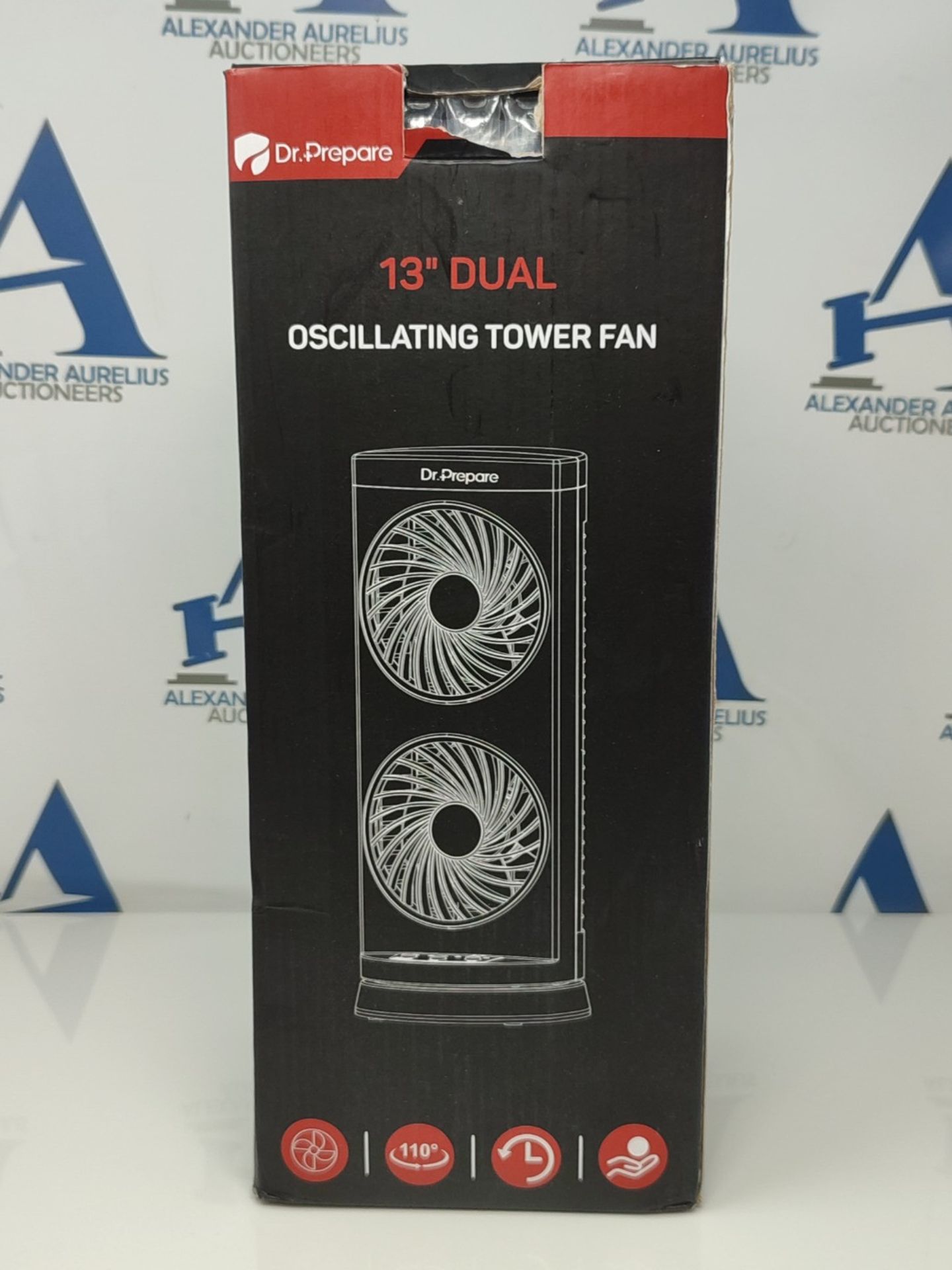 Dr. Prepare Tower Fan Oscillating Fan, Portable Desk Fan with 3-Speed Options, 110° O