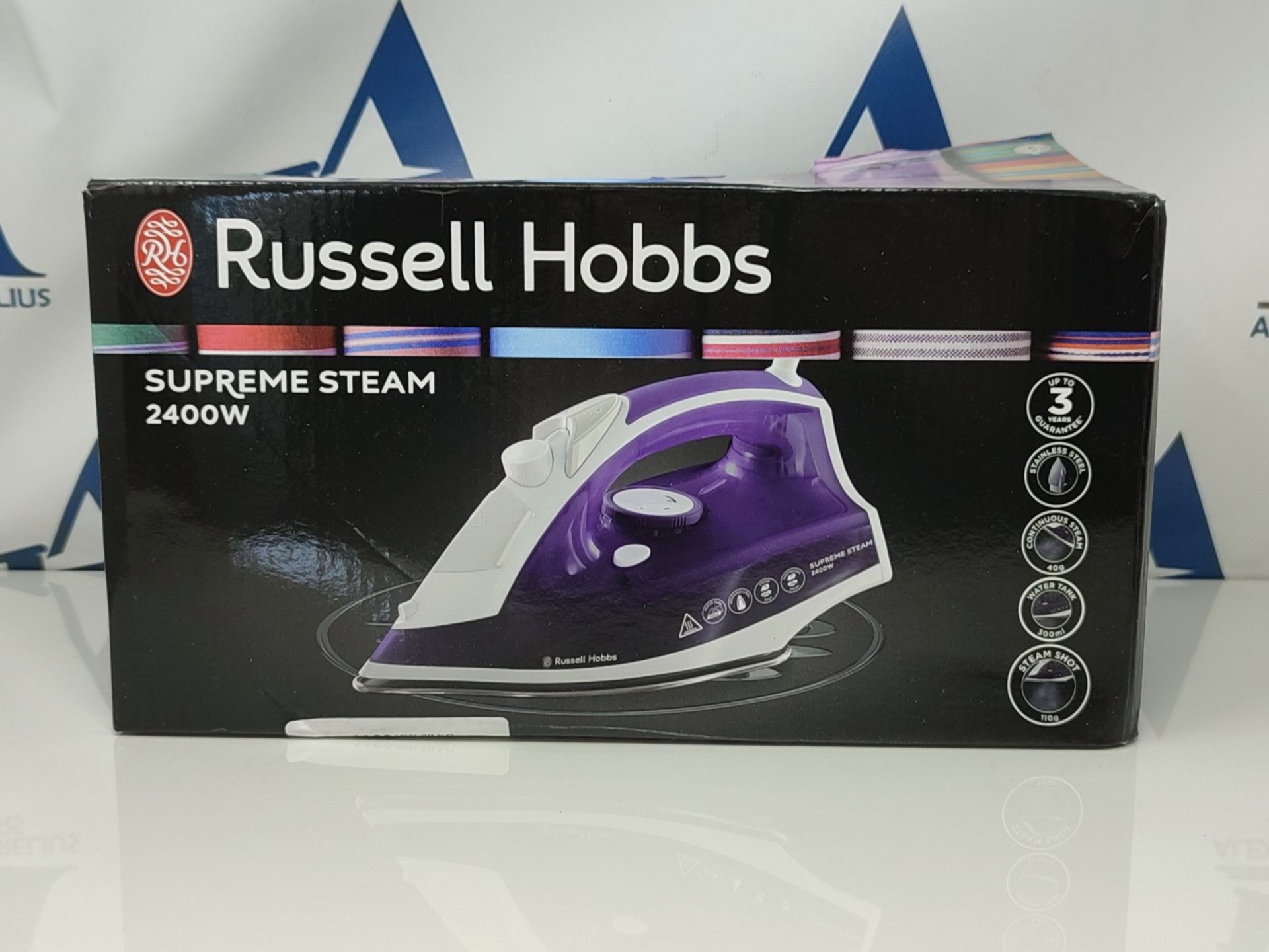 Russell Hobbs Supreme Steam Traditional Iron 23060, 2400 W, Purple/White - Image 2 of 3